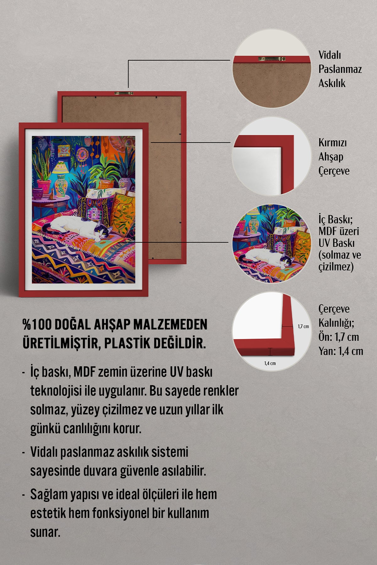 HOMEPACK Ahşap Çerçeveli Tablo Çerçeveli Poster Sanatsal Modern Duvar Dekoru TK-804