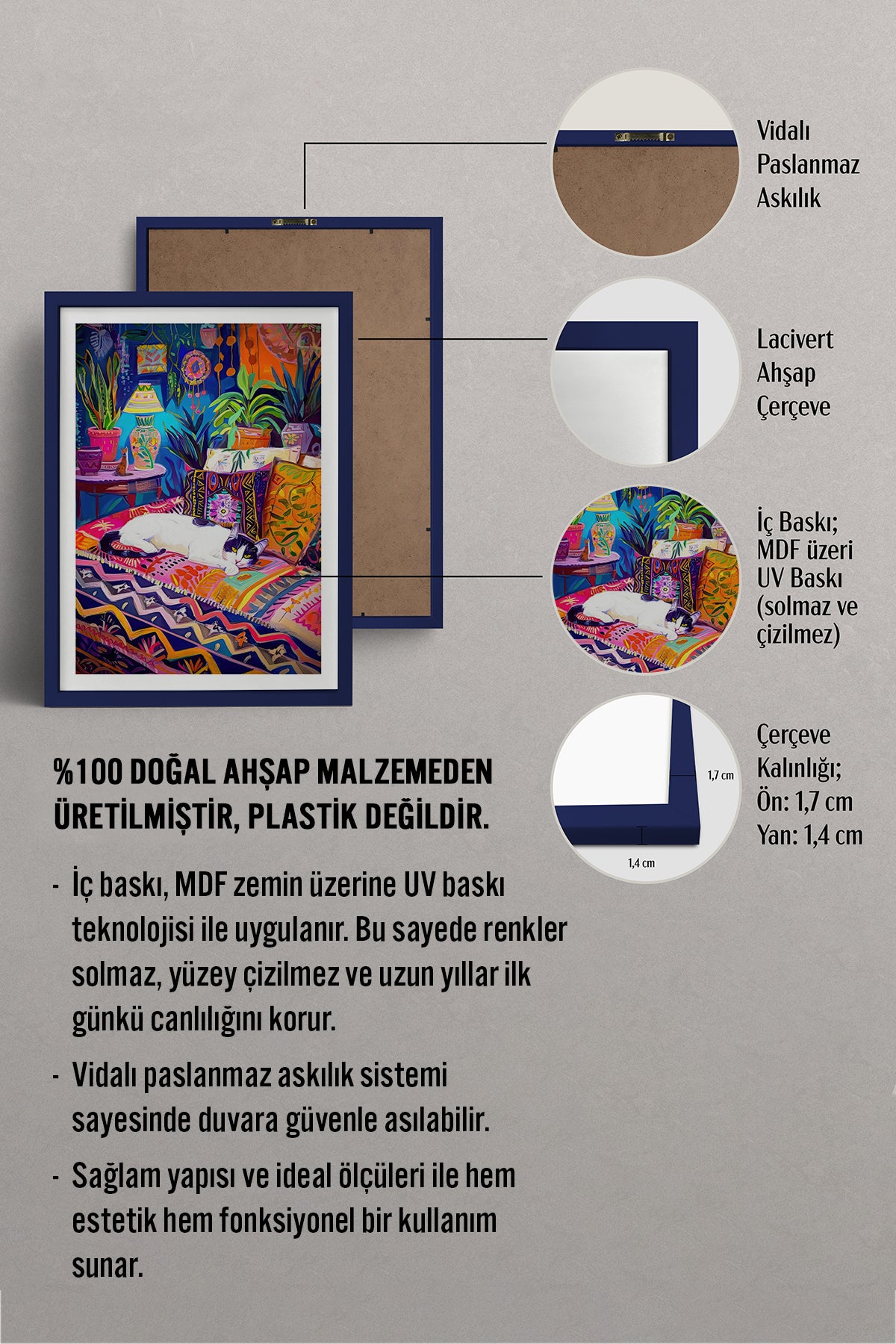 HOMEPACK Ahşap Çerçeveli Tablo Çerçeveli Poster Sanatsal Modern Duvar Dekoru TK-804