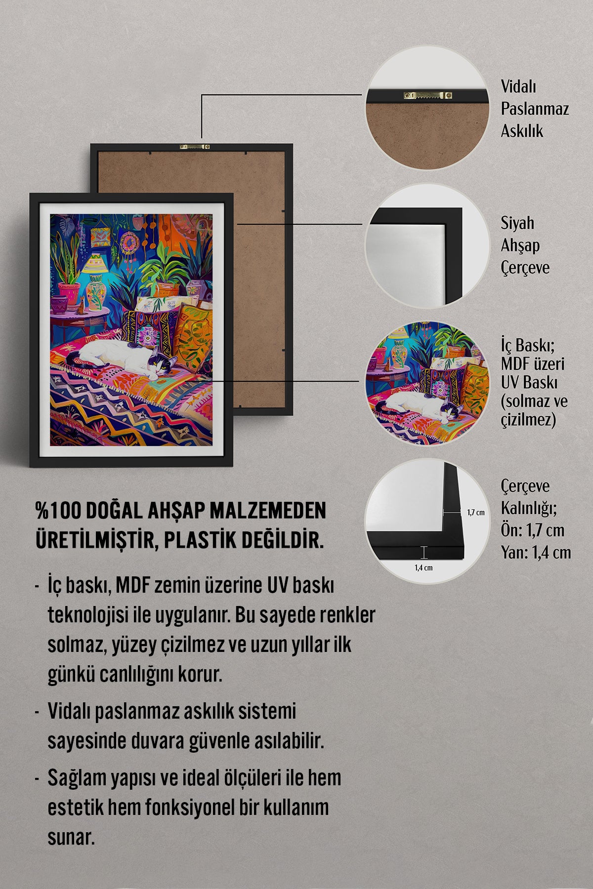 HOMEPACK Ahşap Çerçeveli Tablo Çerçeveli Poster Sanatsal Modern Duvar Dekoru TK-804