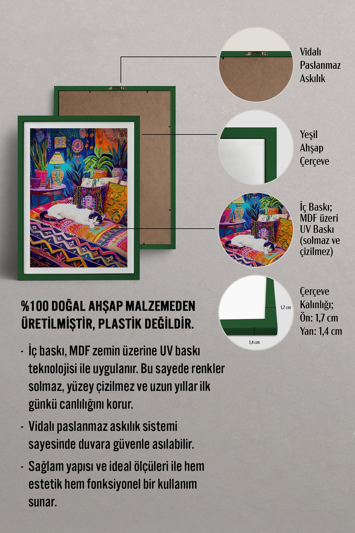 HOMEPACK Ahşap Çerçeveli Tablo Çerçeveli Poster Sanatsal Modern Duvar Dekoru TK-804