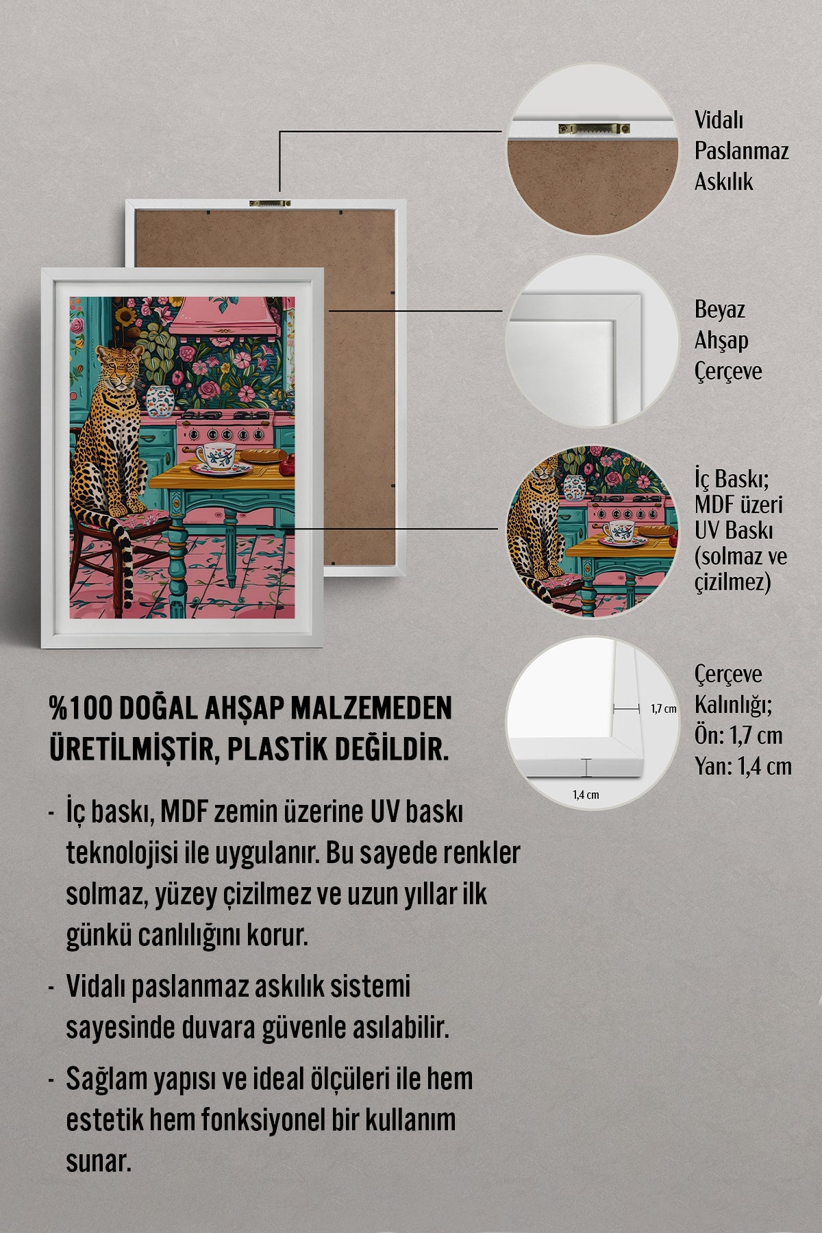 HOMEPACK Ahşap Çerçeveli Tablo Çerçeveli Poster Sanatsal Modern Duvar Dekoru TK-805