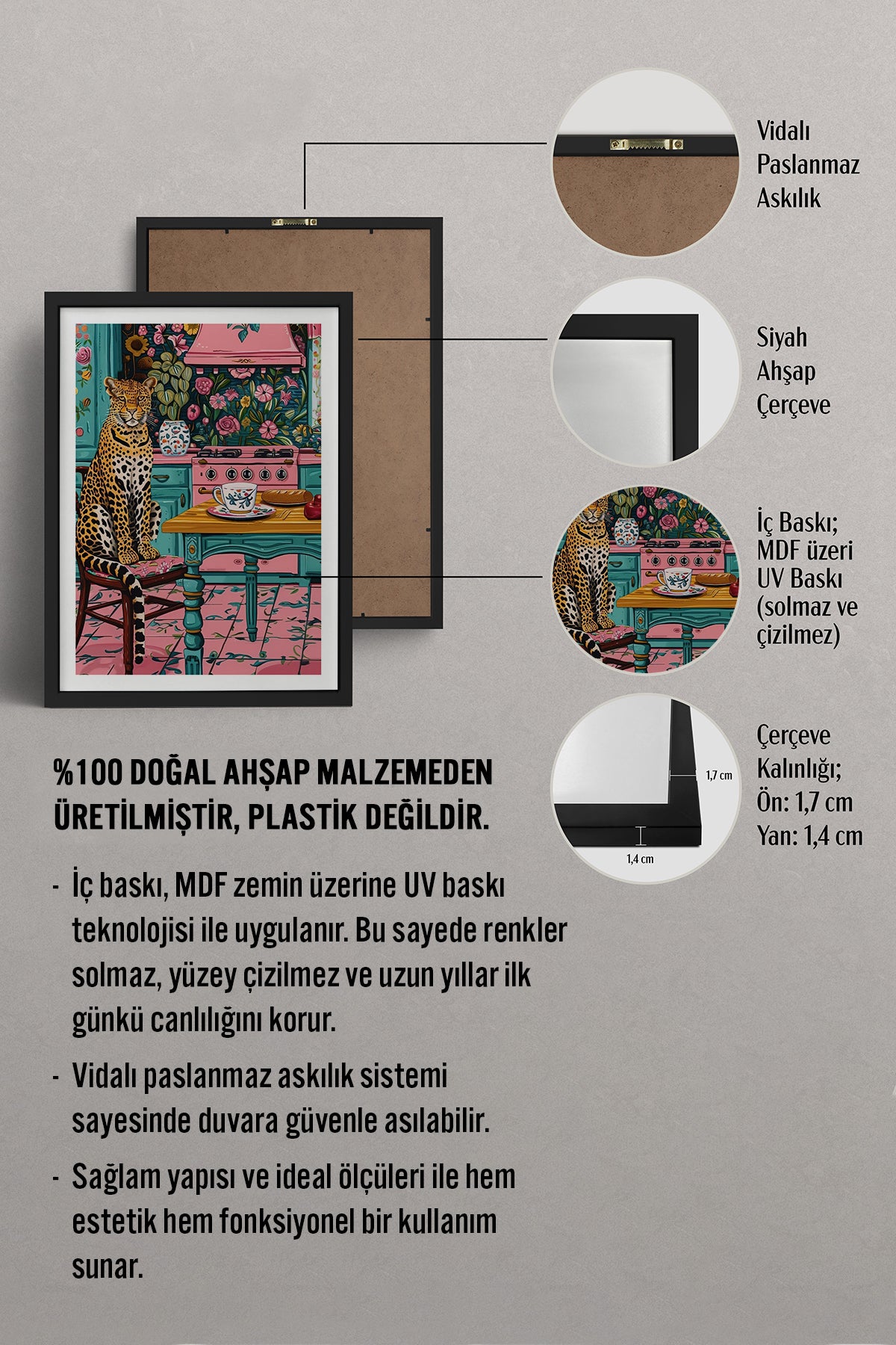 HOMEPACK Ahşap Çerçeveli Tablo Çerçeveli Poster Sanatsal Modern Duvar Dekoru TK-805