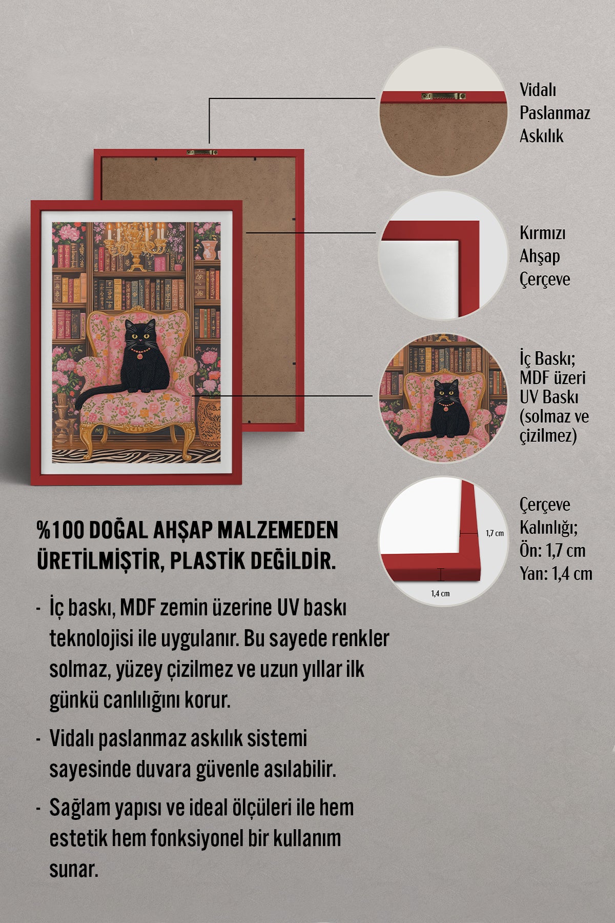 HOMEPACK Ahşap Çerçeveli Tablo Çerçeveli Poster Sanatsal Modern Duvar Dekoru tk-806