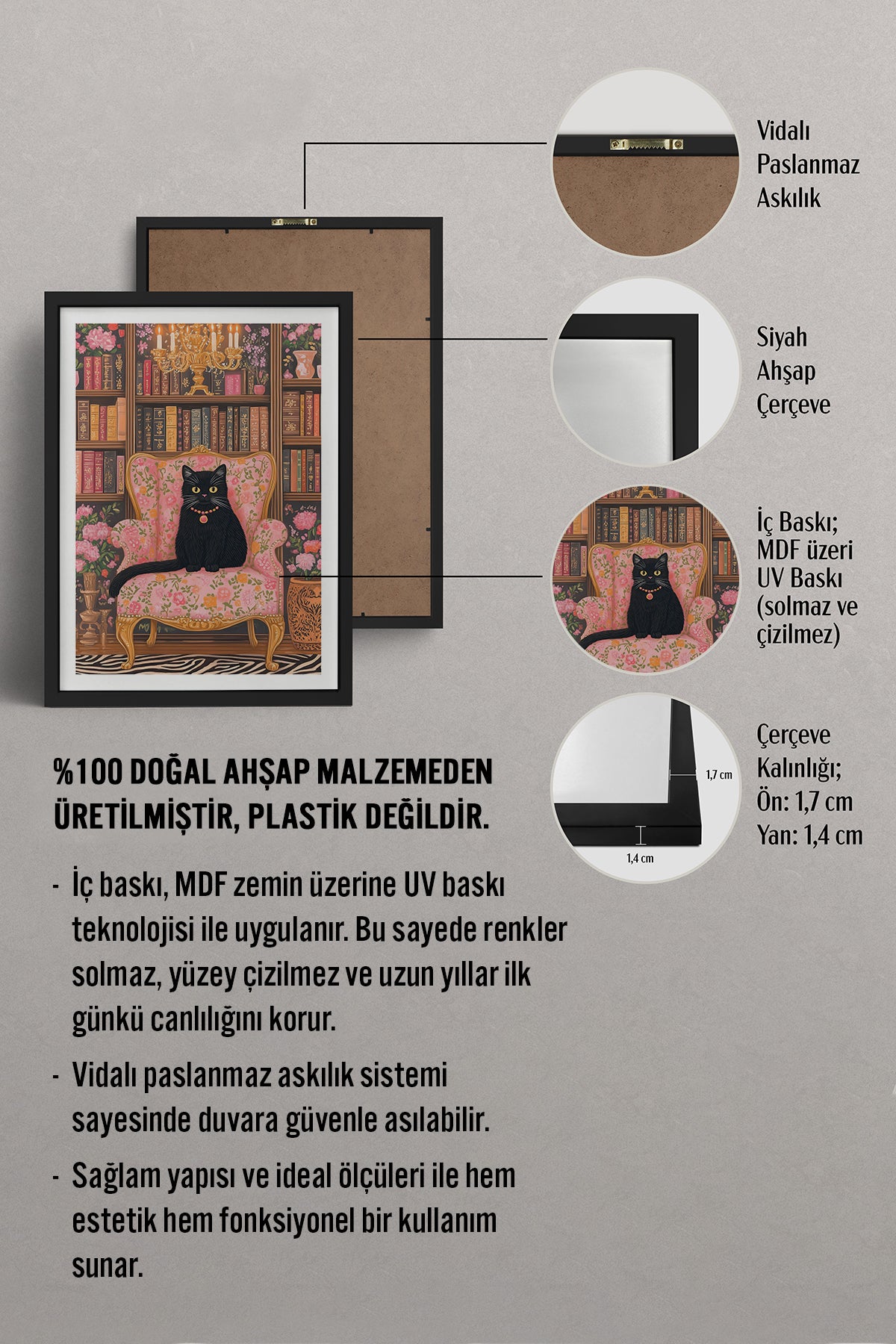 HOMEPACK Ahşap Çerçeveli Tablo Çerçeveli Poster Sanatsal Modern Duvar Dekoru tk-806