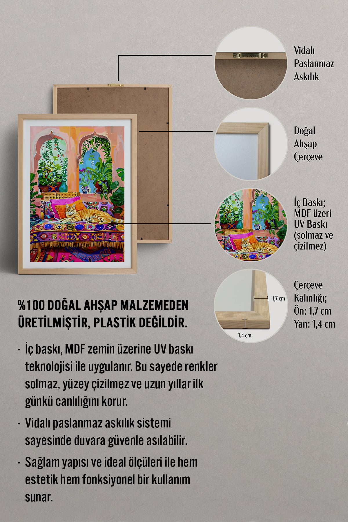 HOMEPACK Ahşap Çerçeveli Tablo Çerçeveli Poster Sanatsal Modern Duvar Dekoru TK-807