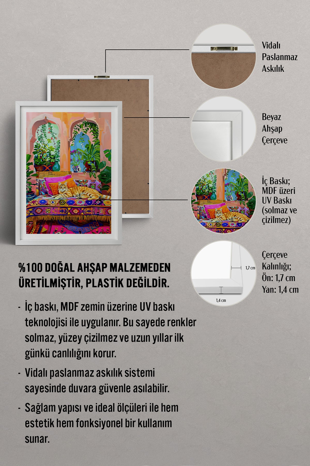 HOMEPACK Ahşap Çerçeveli Tablo Çerçeveli Poster Sanatsal Modern Duvar Dekoru TK-807