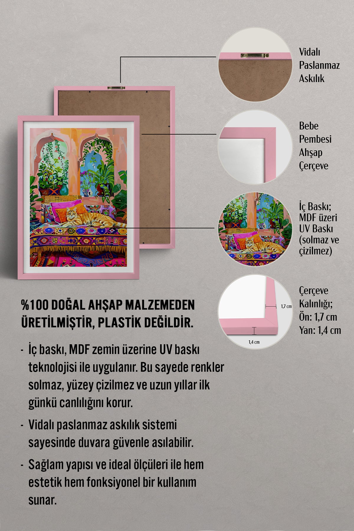 HOMEPACK Ahşap Çerçeveli Tablo Çerçeveli Poster Sanatsal Modern Duvar Dekoru TK-807