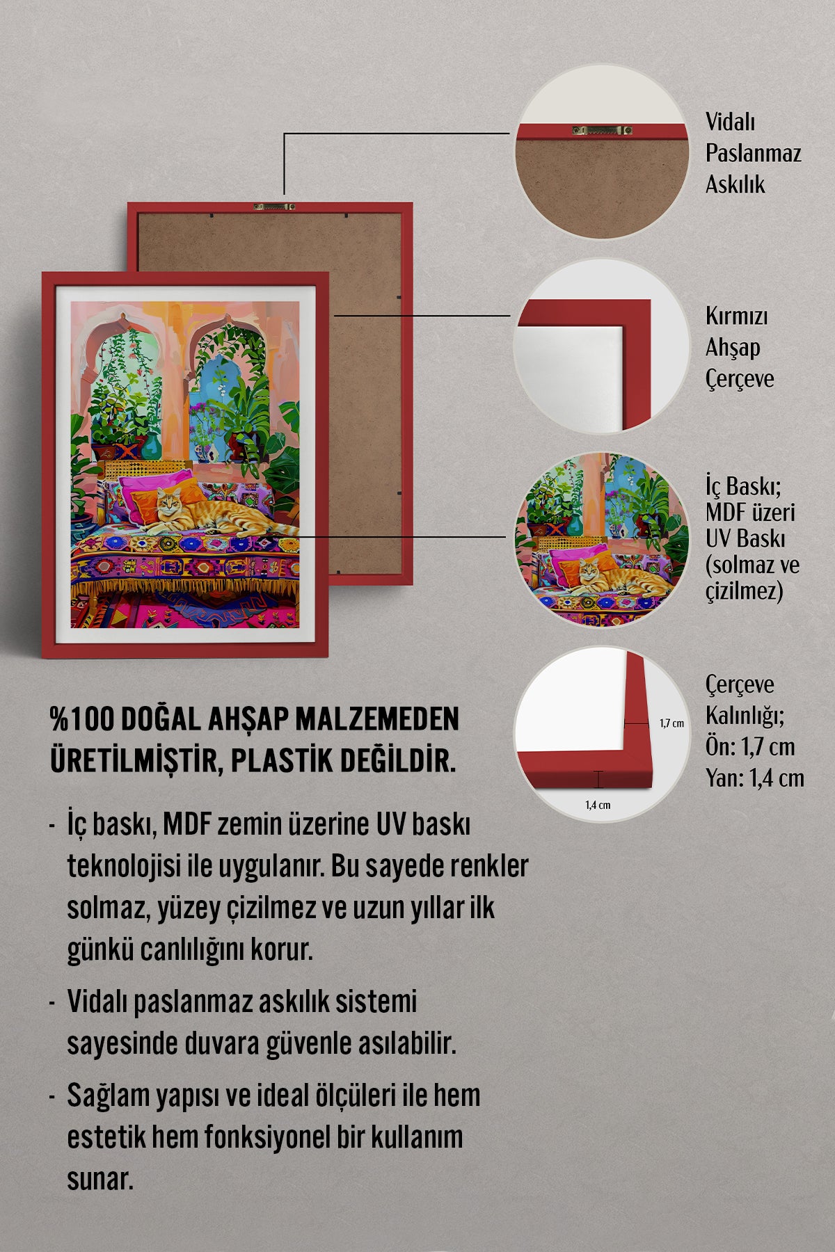 HOMEPACK Ahşap Çerçeveli Tablo Çerçeveli Poster Sanatsal Modern Duvar Dekoru TK-807