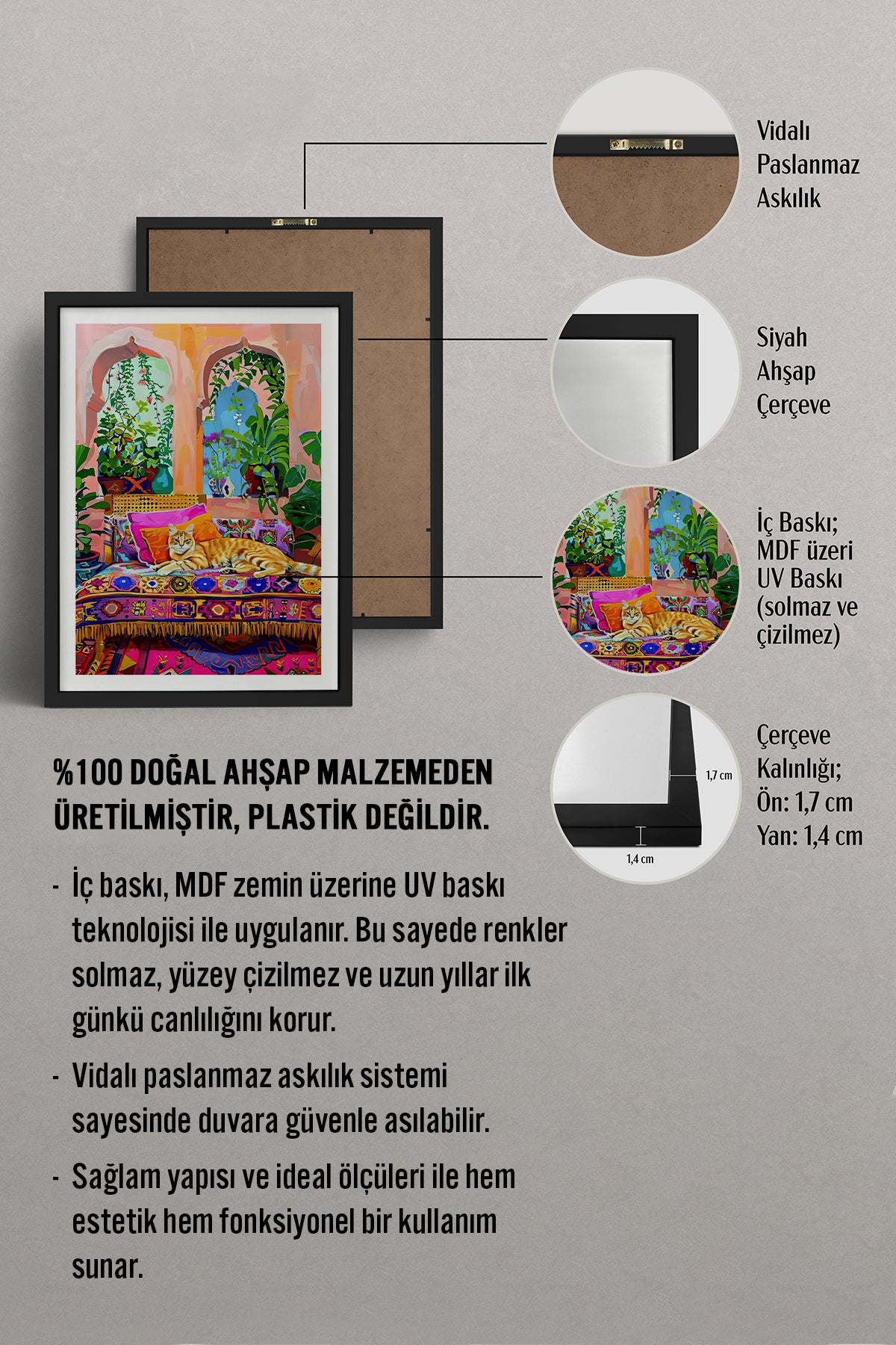HOMEPACK Ahşap Çerçeveli Tablo Çerçeveli Poster Sanatsal Modern Duvar Dekoru TK-807