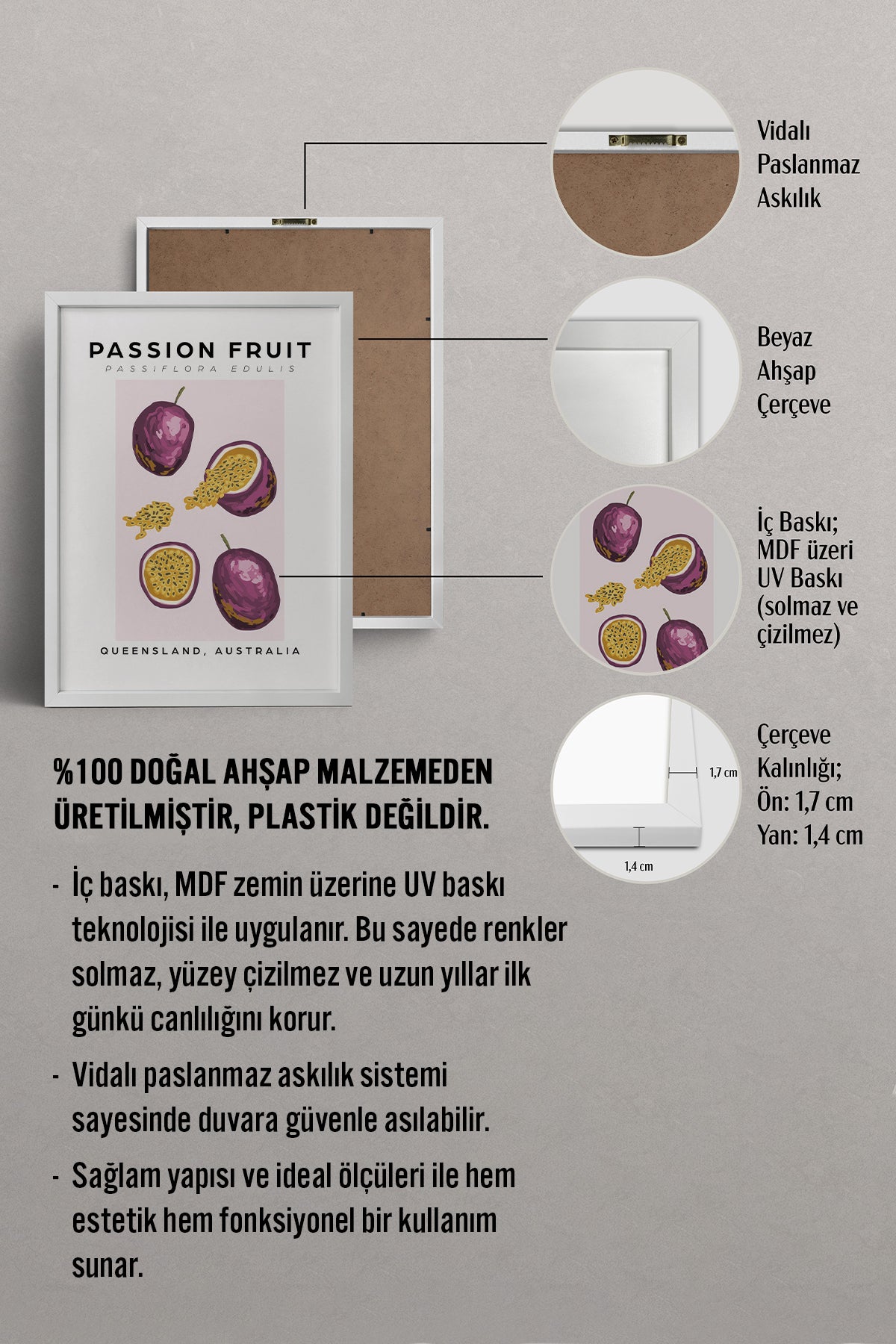HOMEPACK Ahşap Çerçeveli Tablo Çerçeveli Poster Sanatsal Modern Duvar Dekoru TK-808