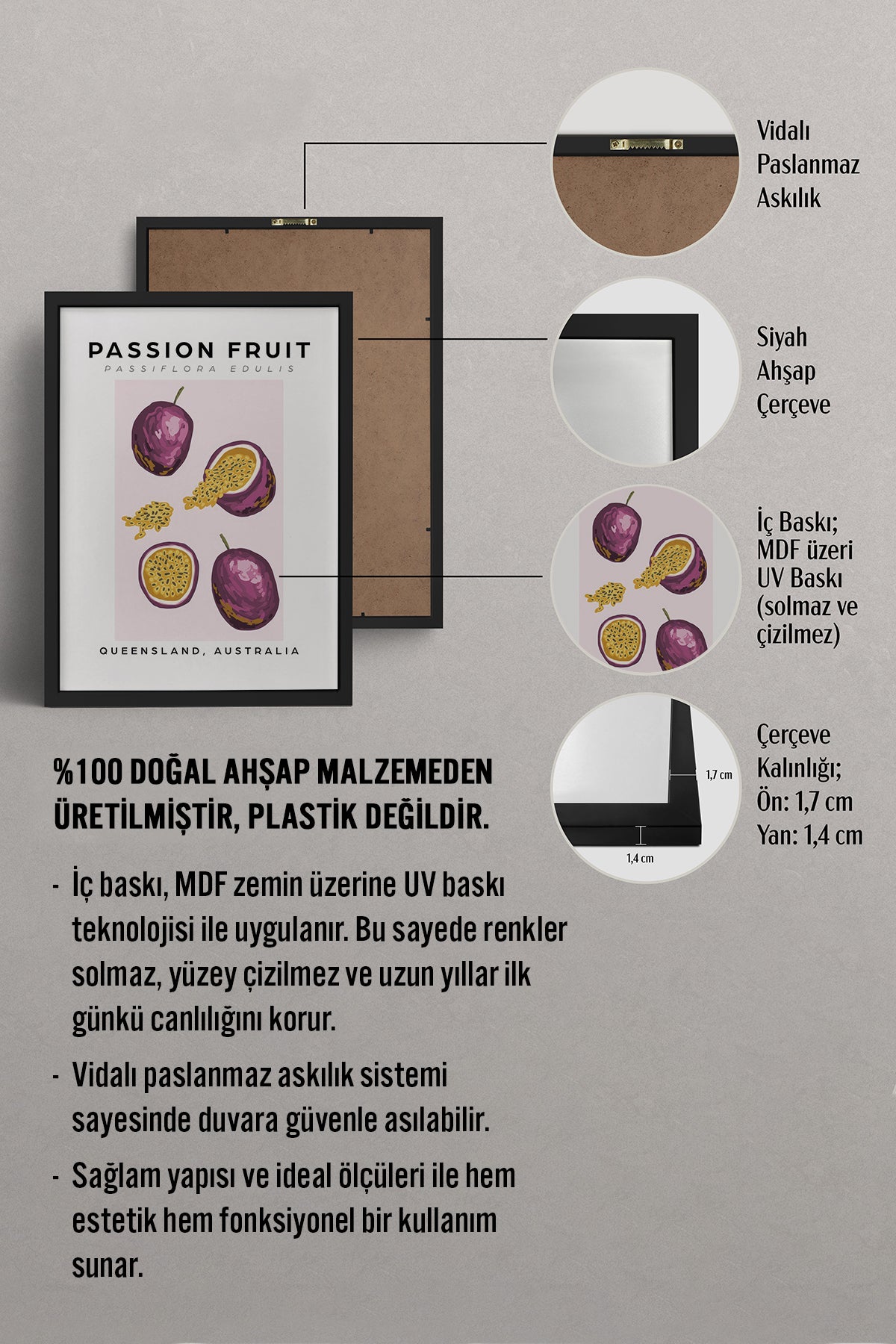 HOMEPACK Ahşap Çerçeveli Tablo Çerçeveli Poster Sanatsal Modern Duvar Dekoru TK-808