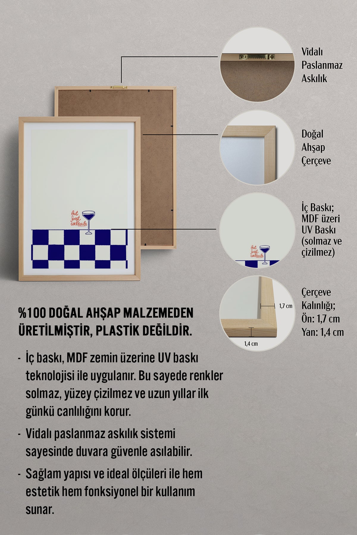 HOMEPACK Ahşap Çerçeveli Tablo Çerçeveli Poster Sanatsal Modern Duvar Dekoru TK-809