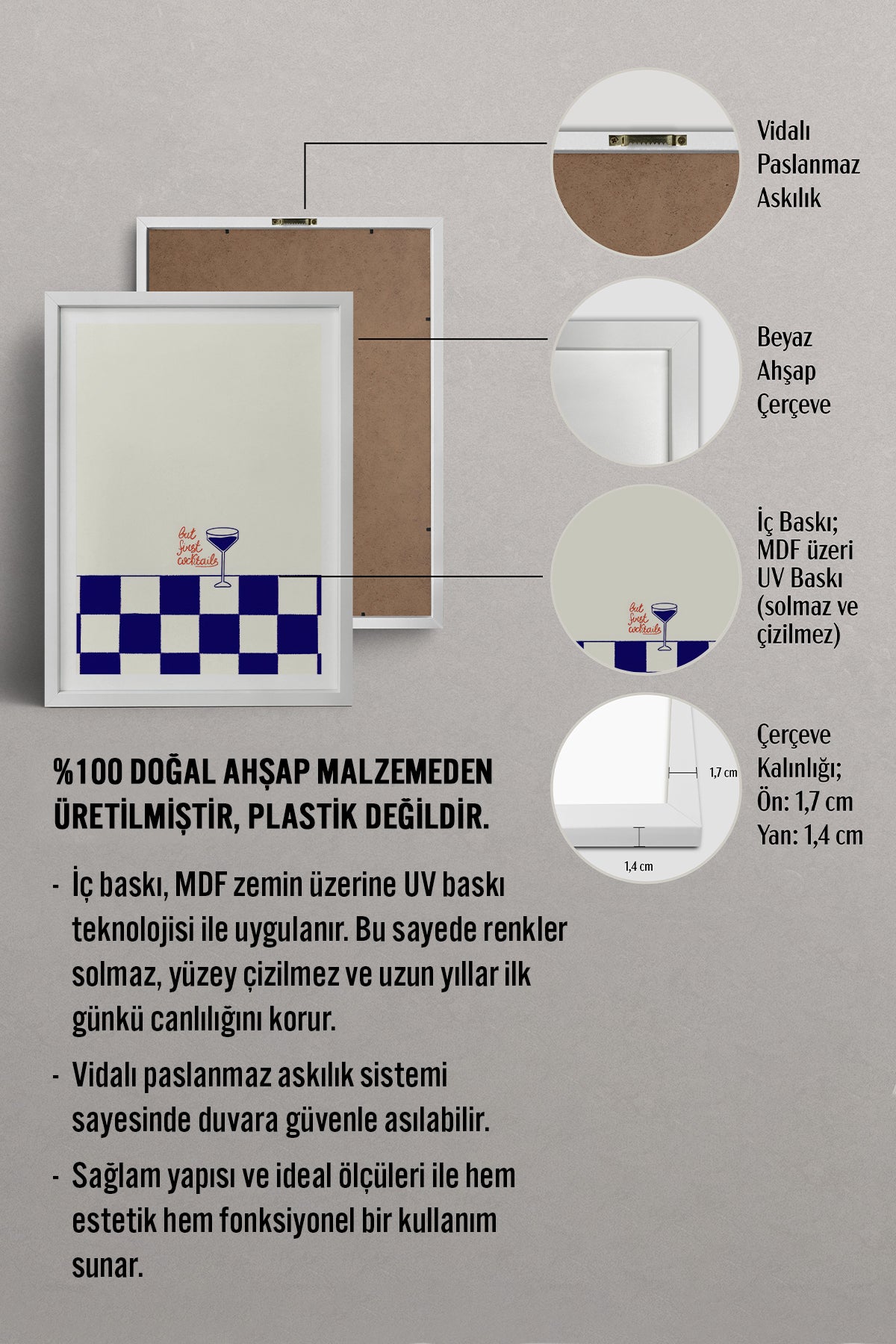 HOMEPACK Ahşap Çerçeveli Tablo Çerçeveli Poster Sanatsal Modern Duvar Dekoru TK-809