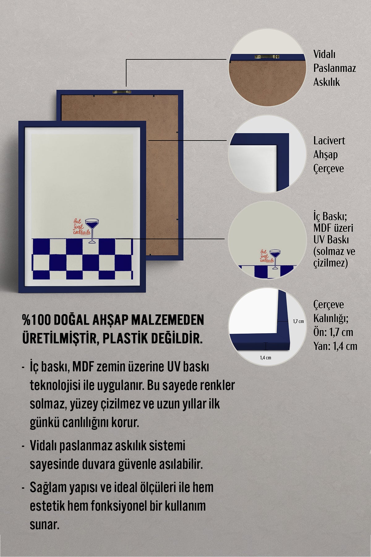 HOMEPACK Ahşap Çerçeveli Tablo Çerçeveli Poster Sanatsal Modern Duvar Dekoru TK-809
