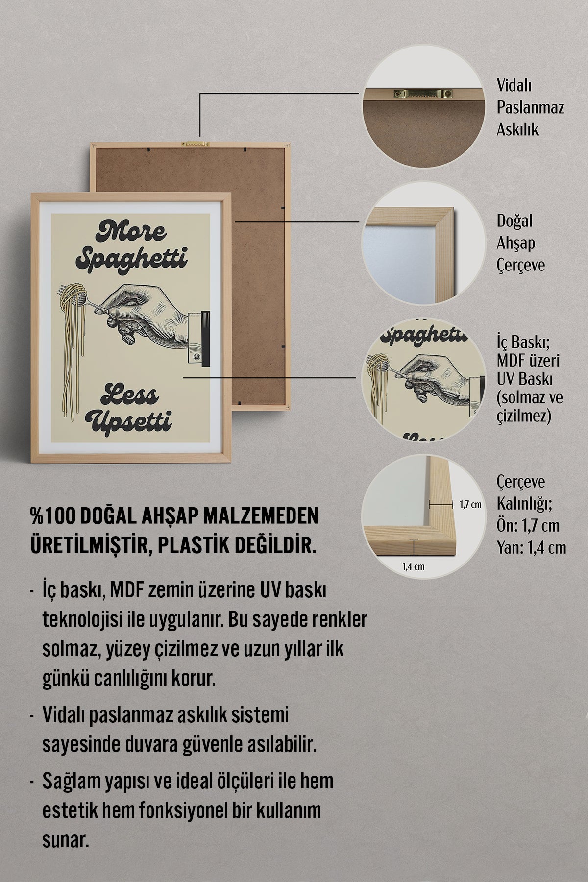 HOMEPACK Ahşap Çerçeveli Tablo Çerçeveli Poster Sanatsal Modern Duvar Dekoru TK-810