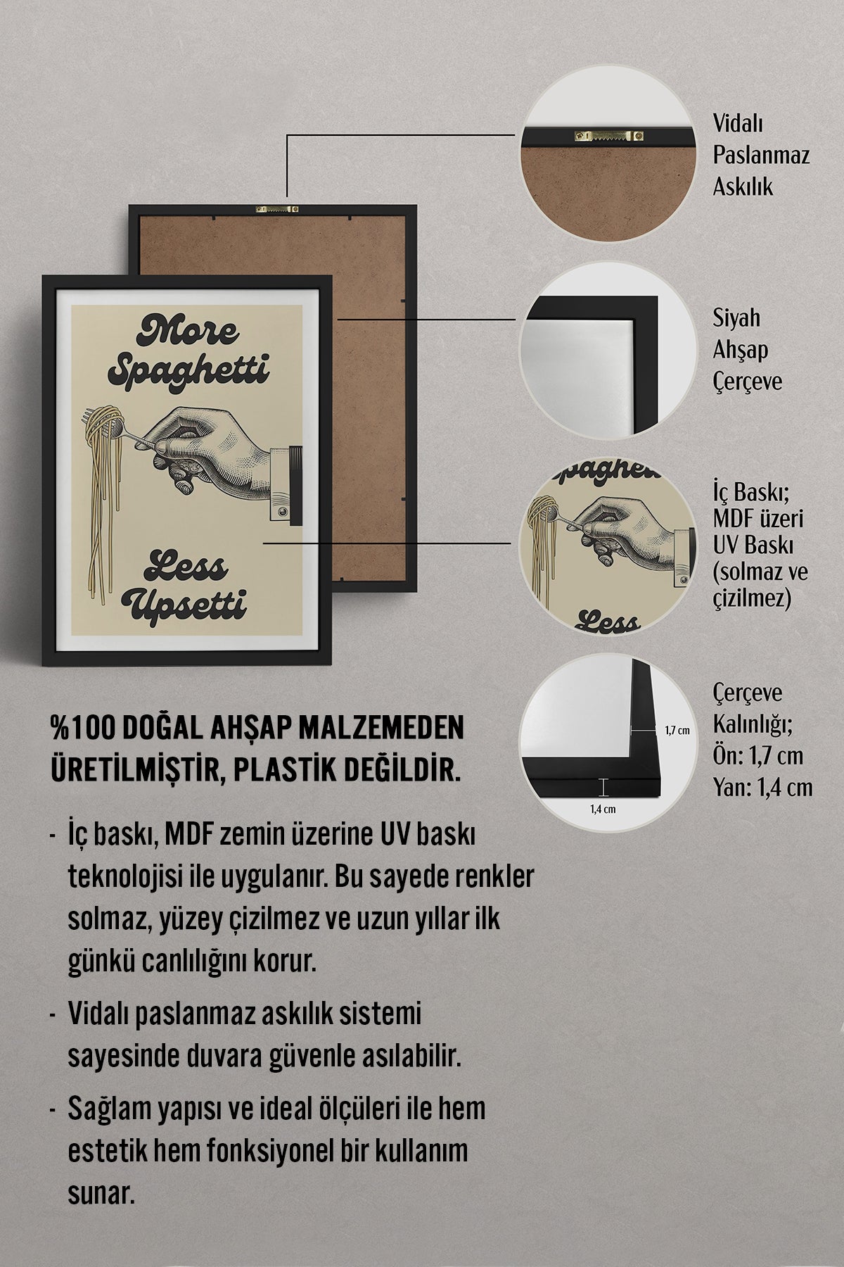 HOMEPACK Ahşap Çerçeveli Tablo Çerçeveli Poster Sanatsal Modern Duvar Dekoru TK-810
