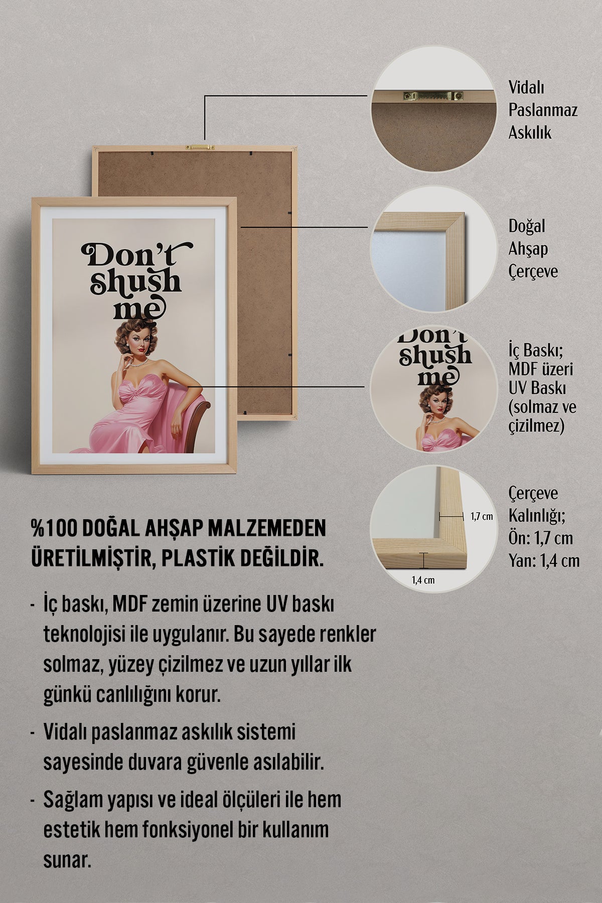 HOMEPACK Ahşap Çerçeveli Tablo Çerçeveli Poster Sanatsal Modern Duvar Dekoru TK-814