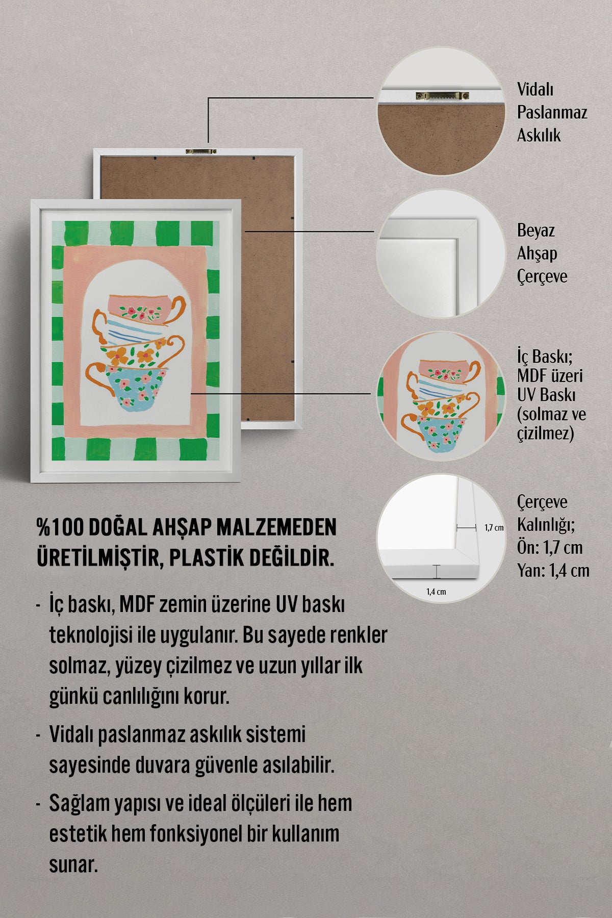 HOMEPACK Ahşap Çerçeveli Tablo Çerçeveli Poster Sanatsal Modern Duvar Dekoru TK-815