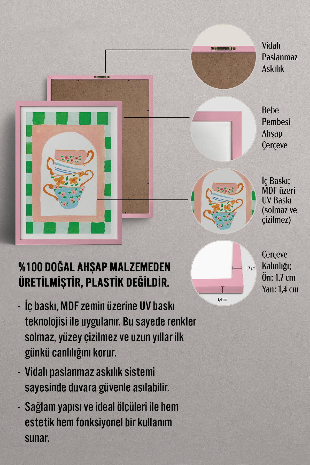 HOMEPACK Ahşap Çerçeveli Tablo Çerçeveli Poster Sanatsal Modern Duvar Dekoru TK-815
