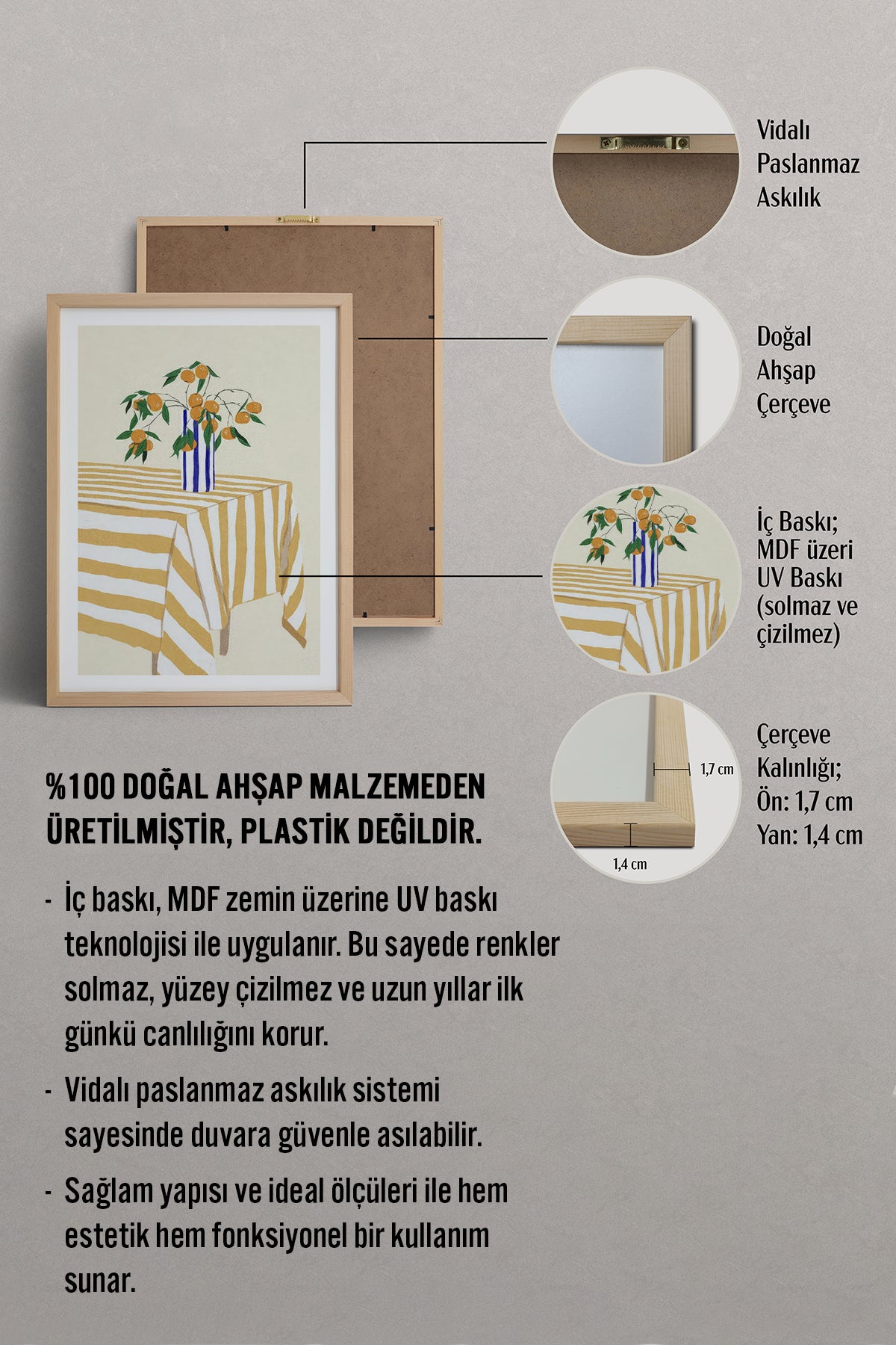 HOMEPACK Ahşap Çerçeveli Tablo Çerçeveli Poster Sanatsal Modern Duvar Dekoru TK-816