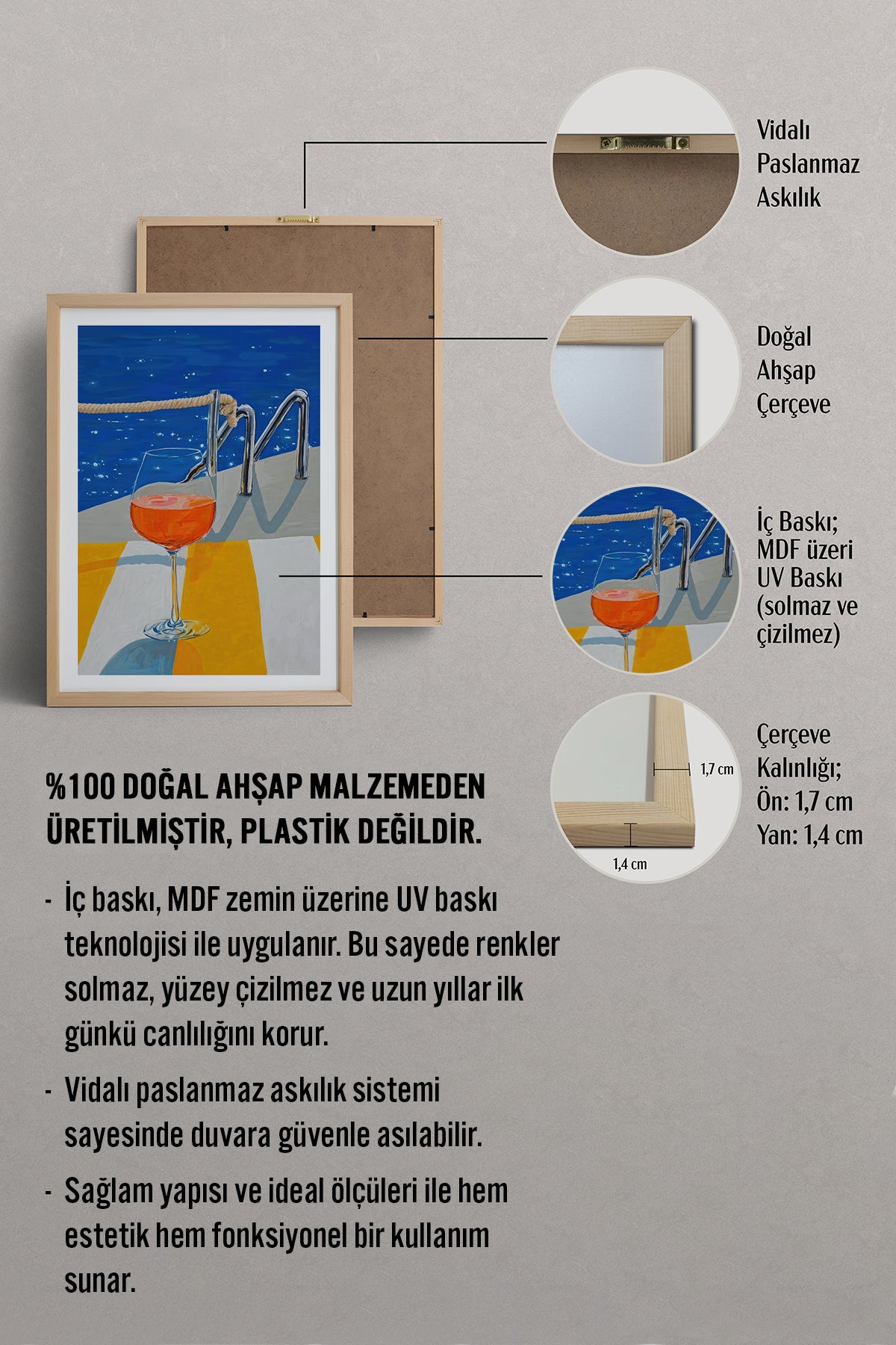 HOMEPACK Ahşap Çerçeveli Tablo Çerçeveli Poster Sanatsal Modern Duvar Dekoru TK-817