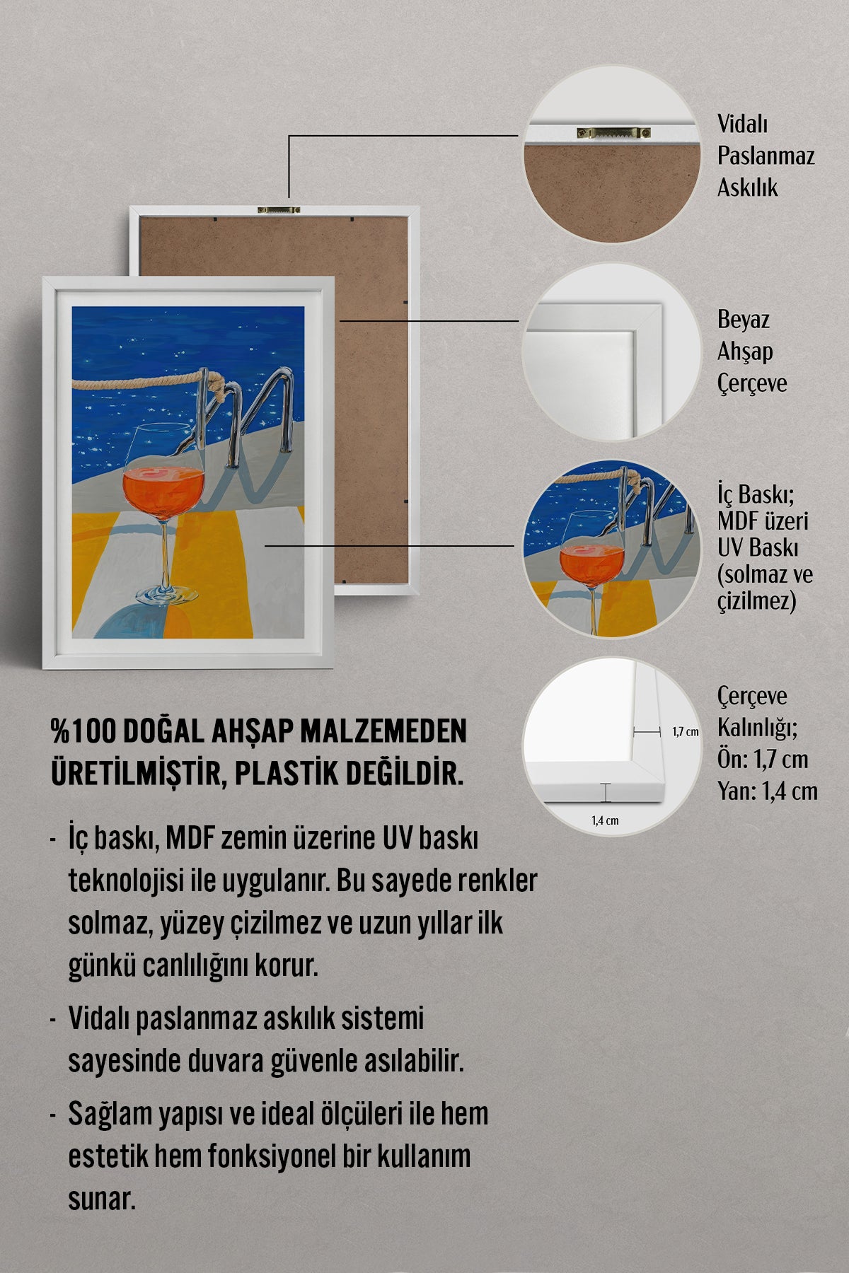 HOMEPACK Ahşap Çerçeveli Tablo Çerçeveli Poster Sanatsal Modern Duvar Dekoru TK-817