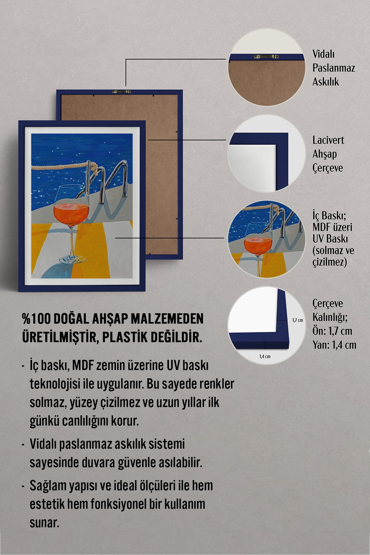 HOMEPACK Ahşap Çerçeveli Tablo Çerçeveli Poster Sanatsal Modern Duvar Dekoru TK-817