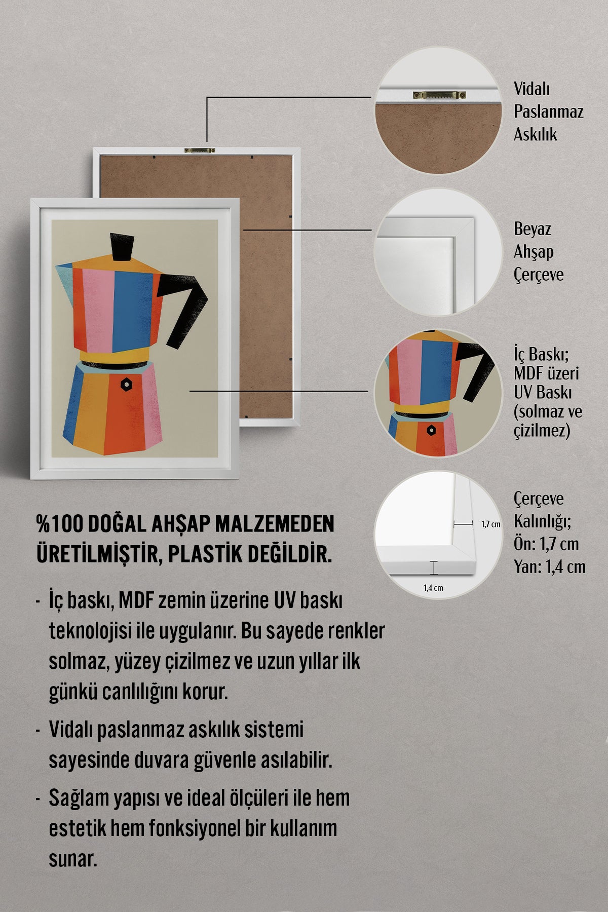 HOMEPACK Ahşap Çerçeveli Tablo Çerçeveli Poster Sanatsal Modern Duvar Dekoru TK-818