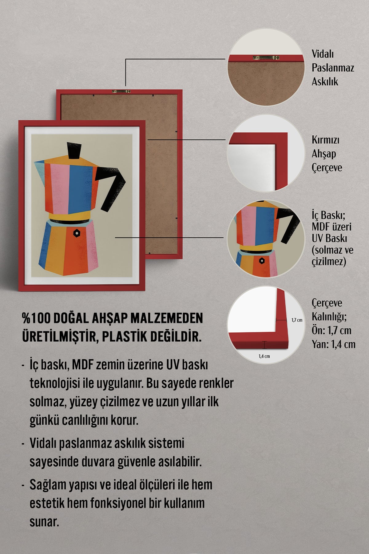 HOMEPACK Ahşap Çerçeveli Tablo Çerçeveli Poster Sanatsal Modern Duvar Dekoru TK-818