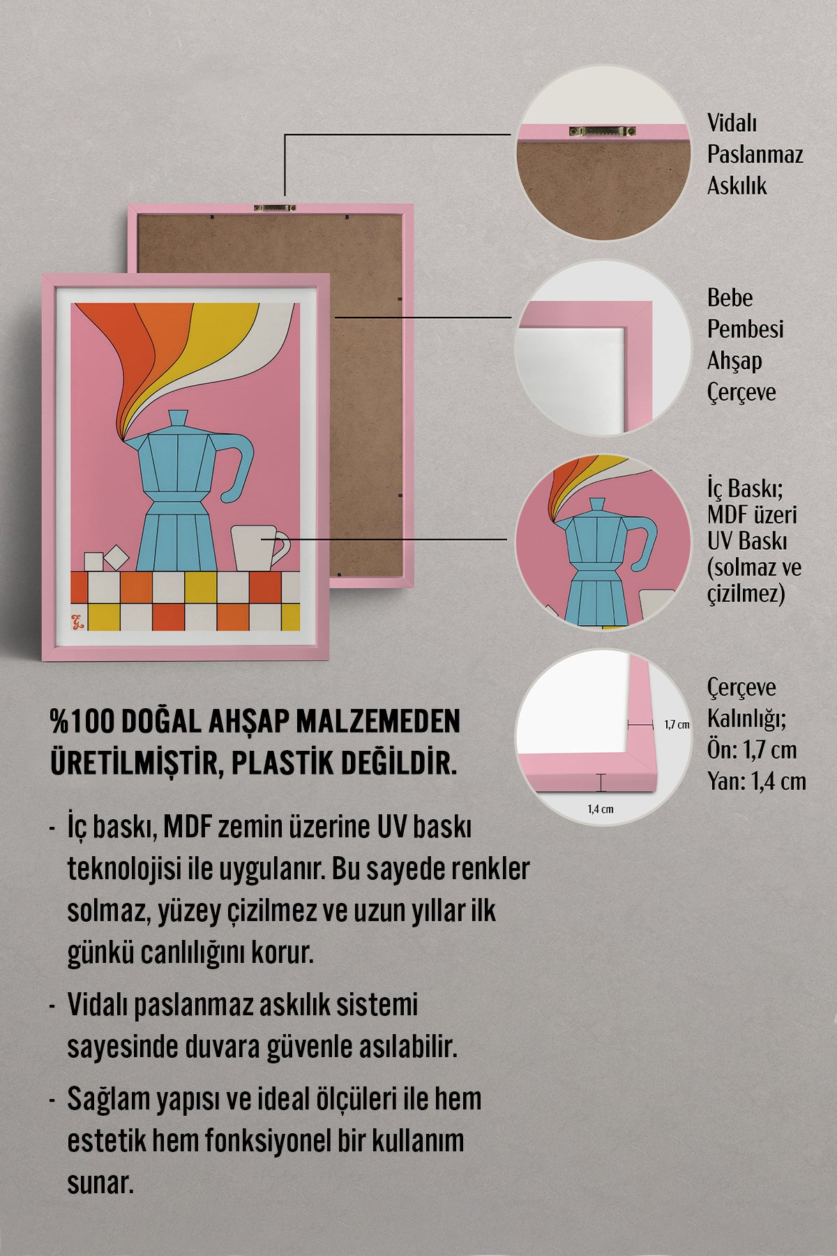 HOMEPACK Ahşap Çerçeveli Tablo Çerçeveli Poster Sanatsal Modern Duvar Dekoru TK-819