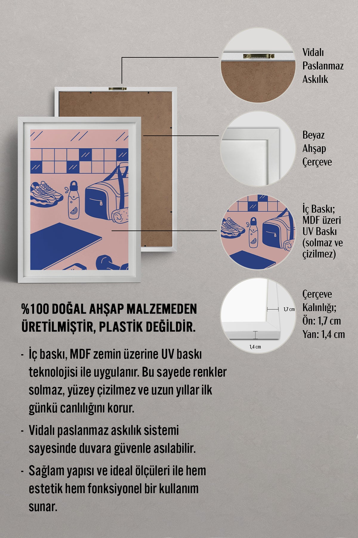 HOMEPACK Ahşap Çerçeveli Tablo Çerçeveli Poster Sanatsal Modern Duvar Dekoru TK-821