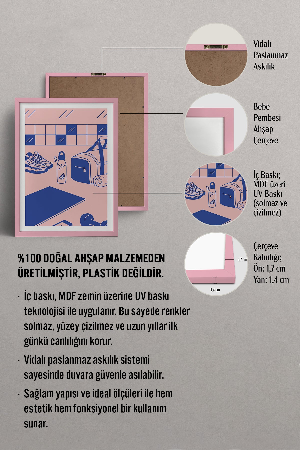 HOMEPACK Ahşap Çerçeveli Tablo Çerçeveli Poster Sanatsal Modern Duvar Dekoru TK-821