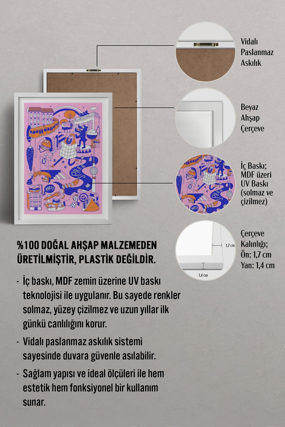 HOMEPACK Ahşap Çerçeveli Tablo Çerçeveli Poster Sanatsal Modern Duvar Dekoru TK-825