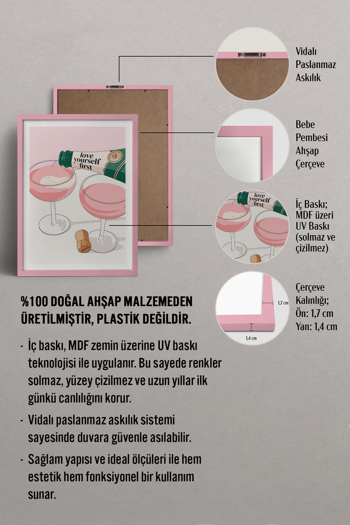 HOMEPACK Ahşap Çerçeveli Tablo Çerçeveli Poster Sanatsal Modern Duvar Dekoru TK-826