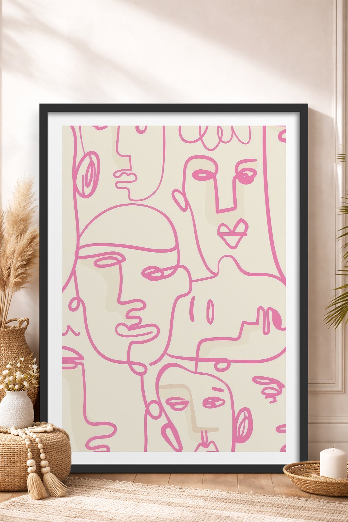 HOMEPACK Ahşap Çerçeveli Tablo Çerçeveli Poster Sanatsal Modern Duvar Dekoru TK-827