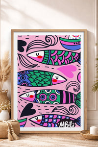 HOMEPACK Ahşap Çerçeveli Tablo Çerçeveli Poster Sanatsal Modern Duvar Dekoru TK-828
