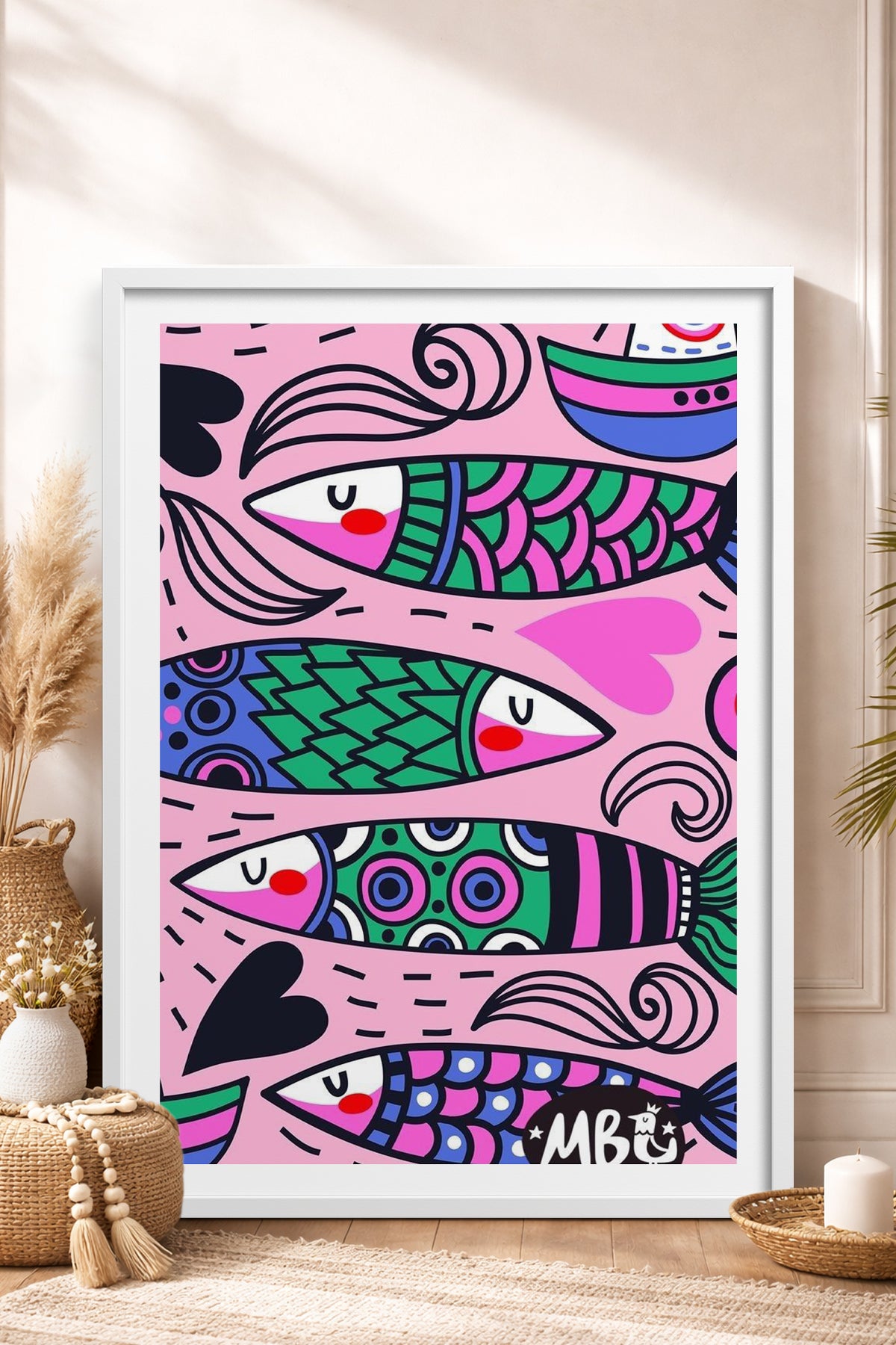 HOMEPACK Ahşap Çerçeveli Tablo Çerçeveli Poster Sanatsal Modern Duvar Dekoru TK-828
