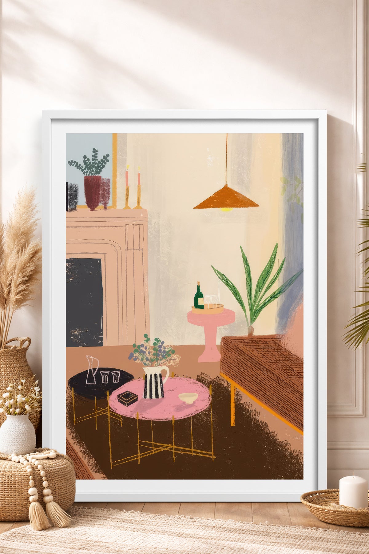HOMEPACK Ahşap Çerçeveli Tablo Çerçeveli Poster Sanatsal Modern Duvar Dekoru TK-830