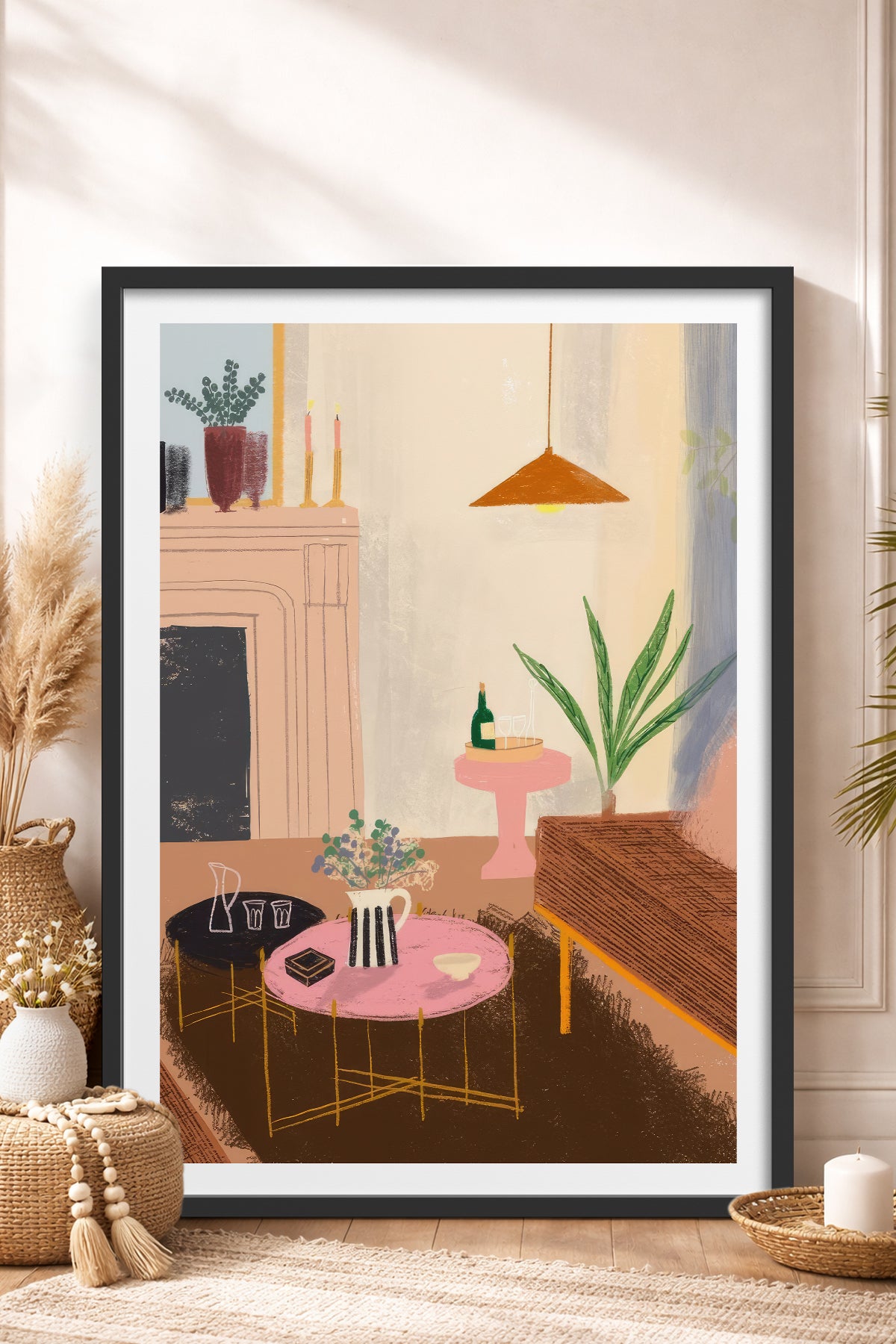 HOMEPACK Ahşap Çerçeveli Tablo Çerçeveli Poster Sanatsal Modern Duvar Dekoru TK-830