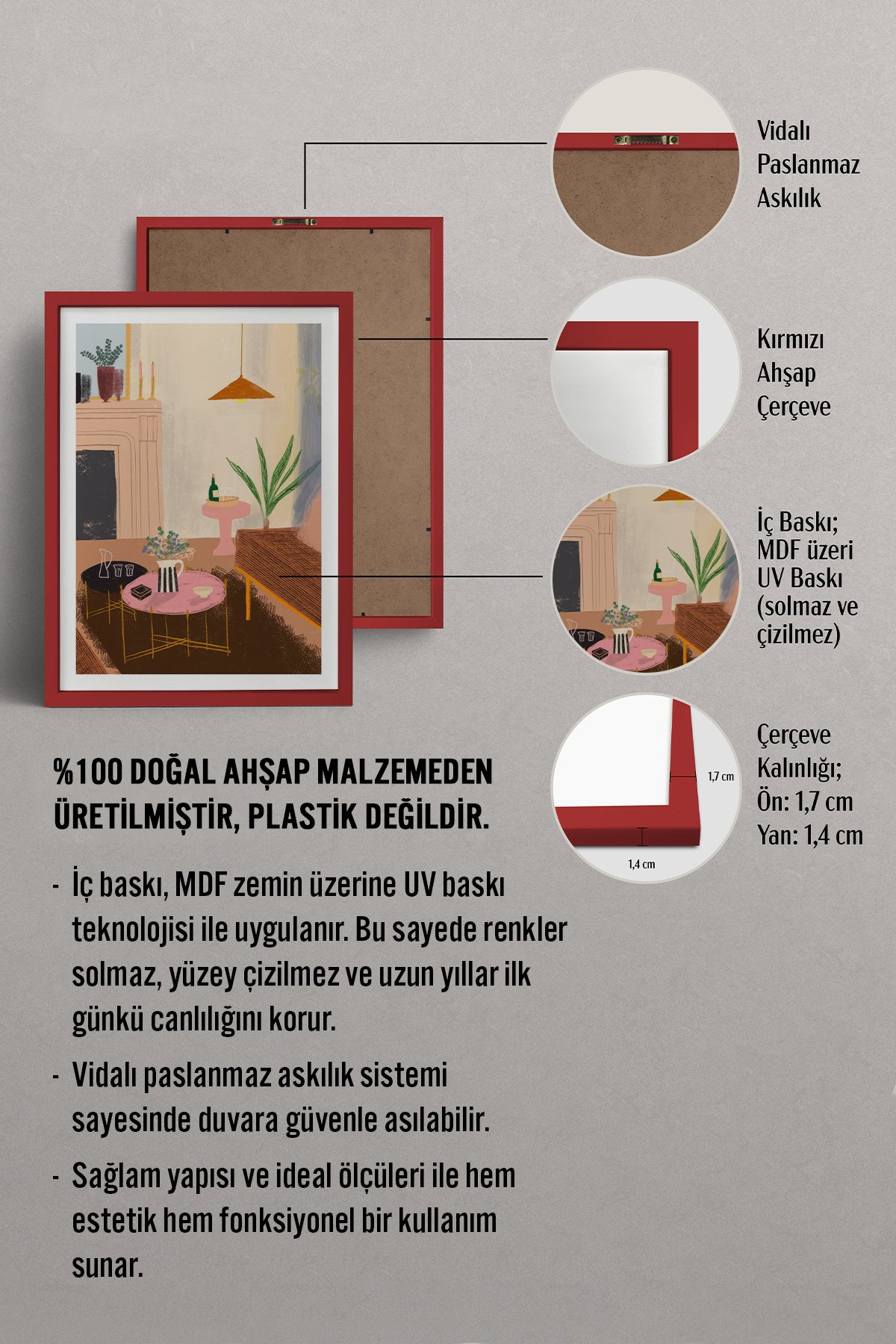 HOMEPACK Ahşap Çerçeveli Tablo Çerçeveli Poster Sanatsal Modern Duvar Dekoru TK-830