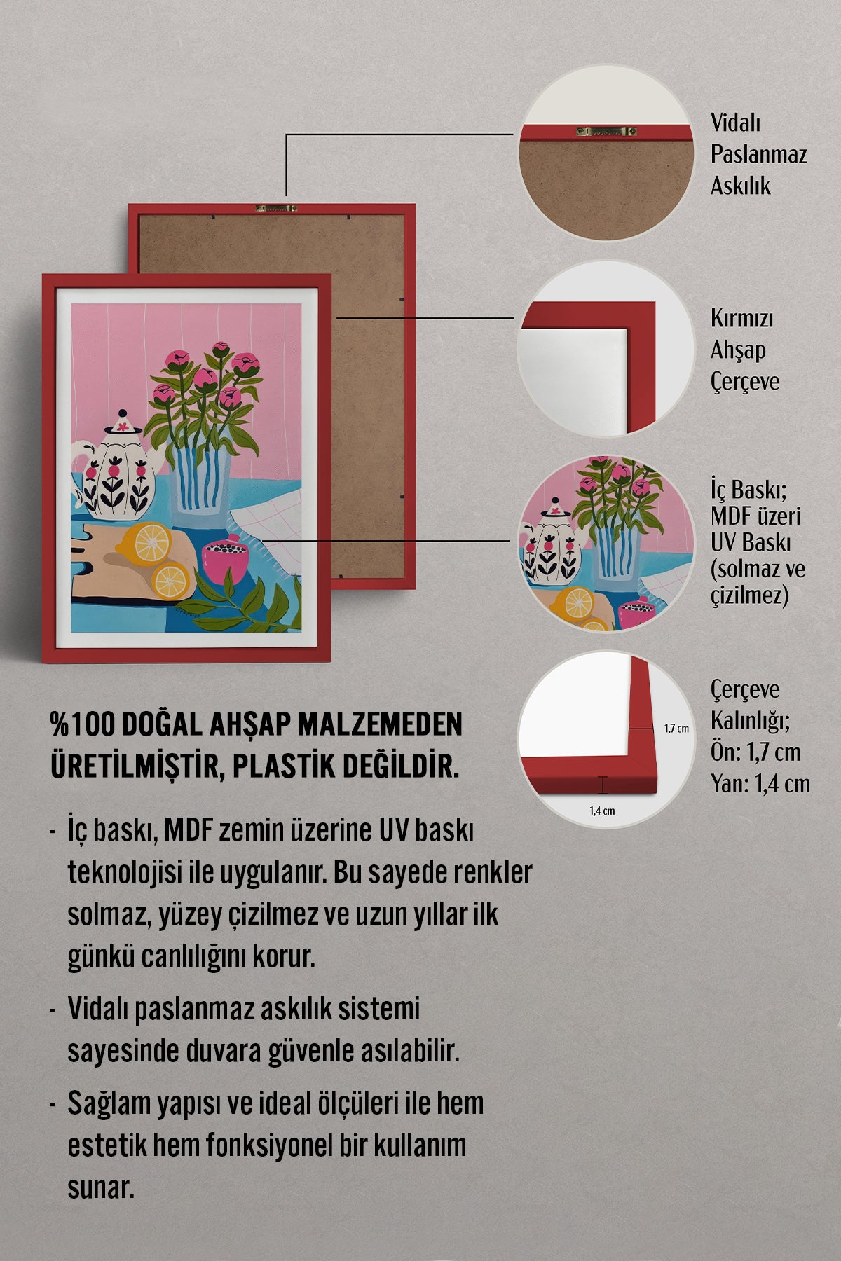 HOMEPACK Ahşap Çerçeveli Tablo Çerçeveli Poster Sanatsal Modern Duvar Dekoru TK-831