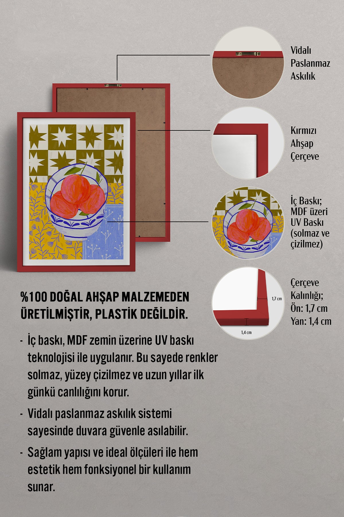 HOMEPACK Ahşap Çerçeveli Tablo Çerçeveli Poster Sanatsal Modern Duvar Dekoru TK-832