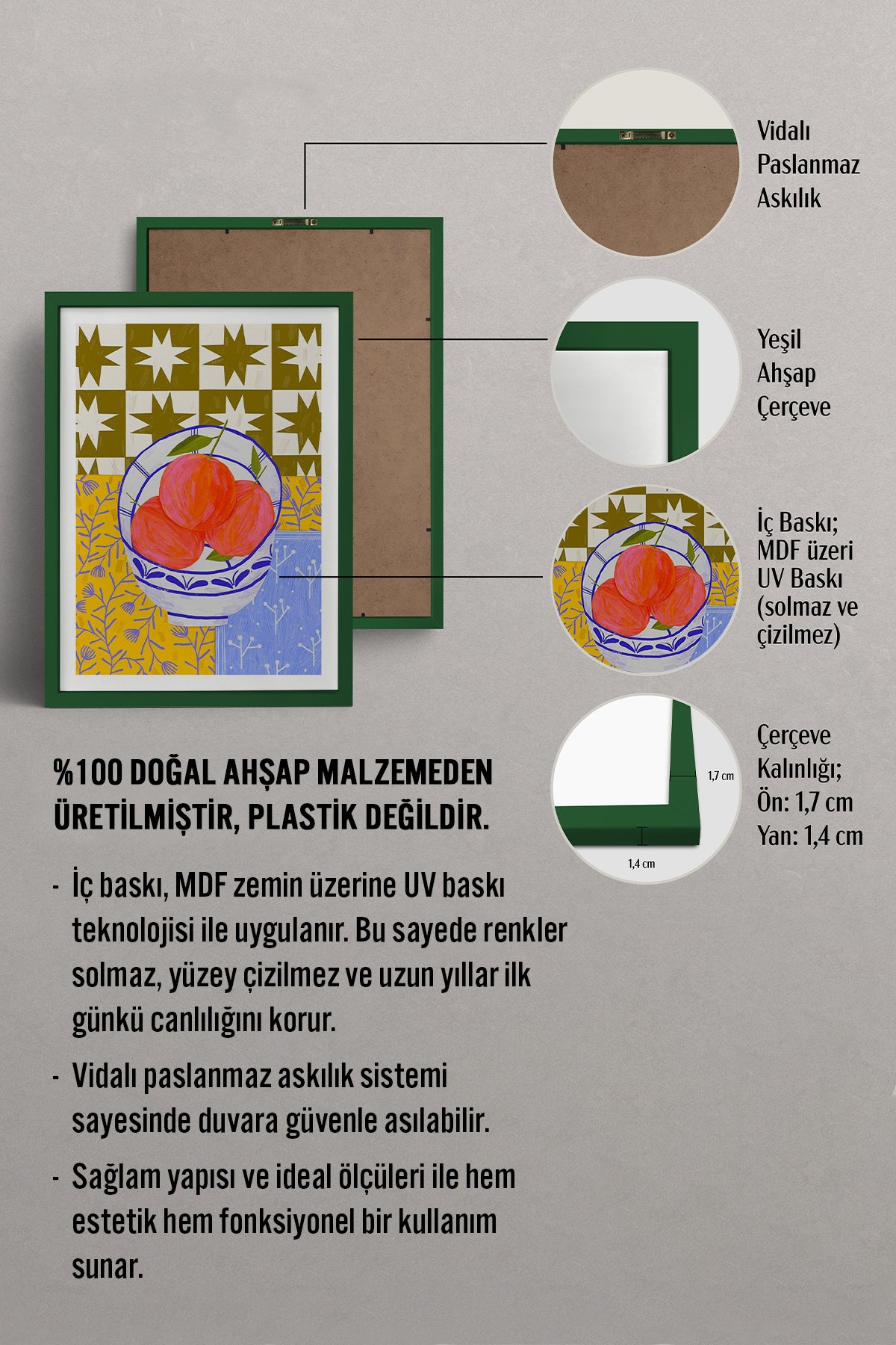 HOMEPACK Ahşap Çerçeveli Tablo Çerçeveli Poster Sanatsal Modern Duvar Dekoru TK-832