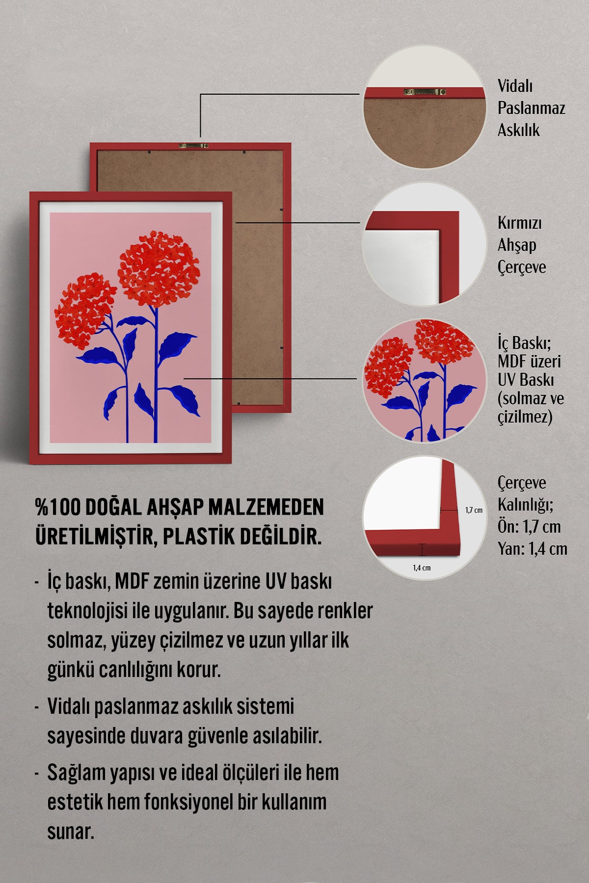 HOMEPACK Ahşap Çerçeveli Tablo Çerçeveli Poster Sanatsal Modern Duvar Dekoru TK-835