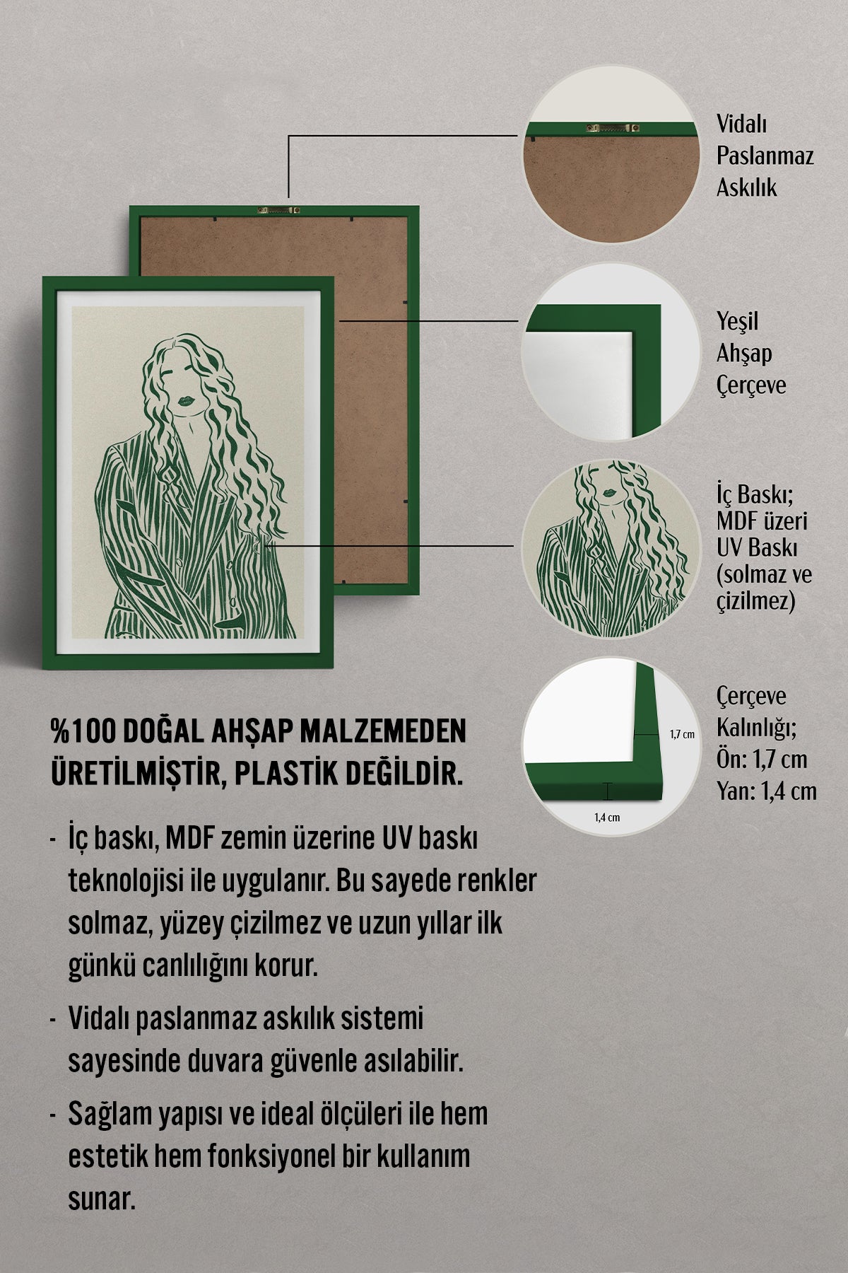 HOMEPACK Ahşap Çerçeveli Tablo Çerçeveli Poster Sanatsal Modern Duvar Dekoru TK-837