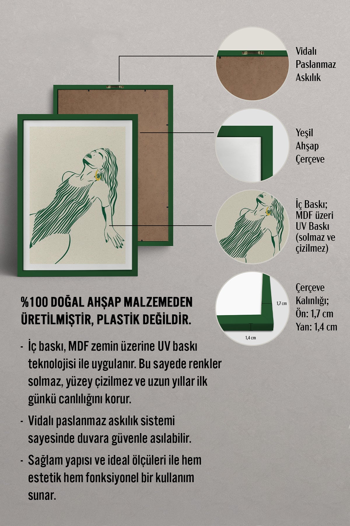 HOMEPACK Ahşap Çerçeveli Tablo Çerçeveli Poster Sanatsal Modern Duvar Dekoru TK-838