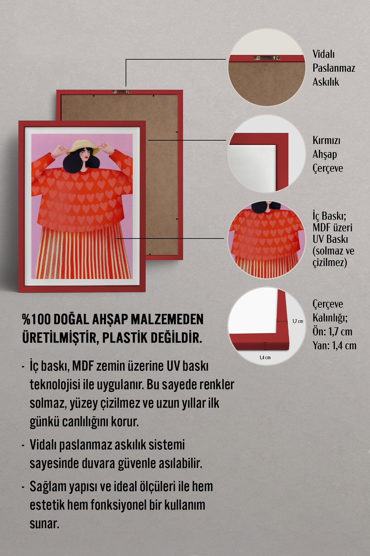 HOMEPACK Ahşap Çerçeveli Tablo Çerçeveli Poster Sanatsal Modern Duvar Dekoru TK-839