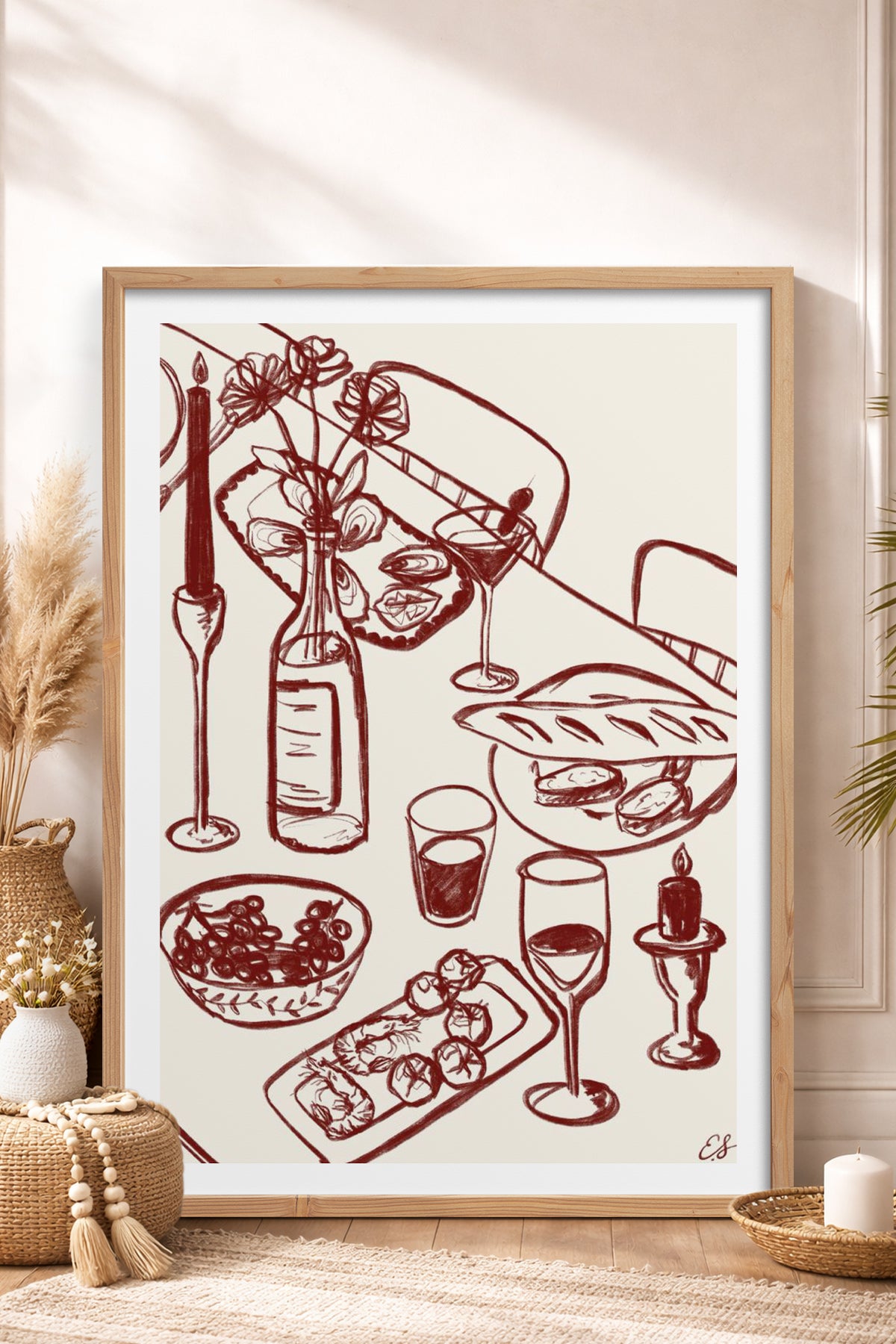 HOMEPACK Ahşap Çerçeveli Tablo Çerçeveli Poster Sanatsal Modern Duvar Dekoru TK-844
