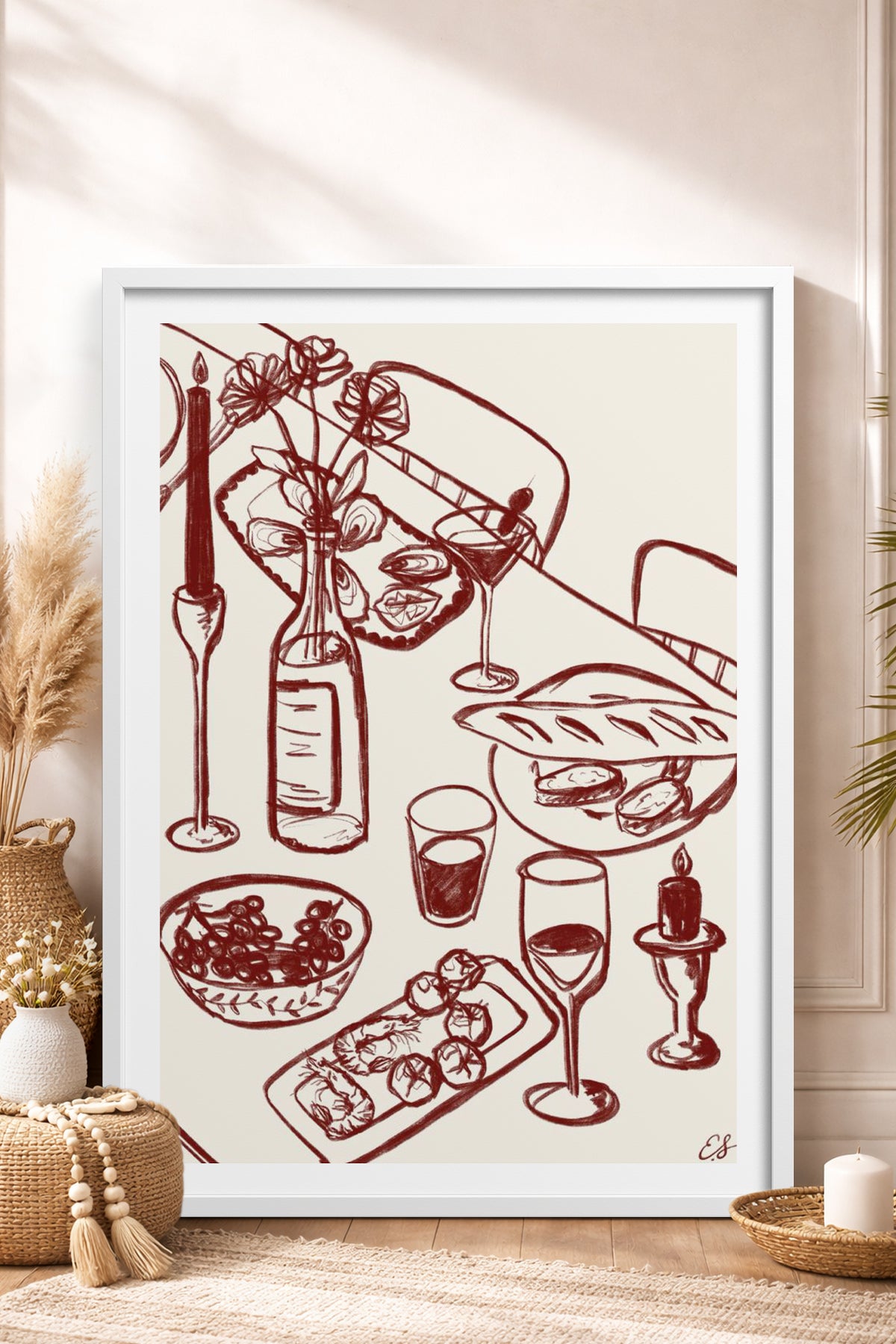 HOMEPACK Ahşap Çerçeveli Tablo Çerçeveli Poster Sanatsal Modern Duvar Dekoru TK-844