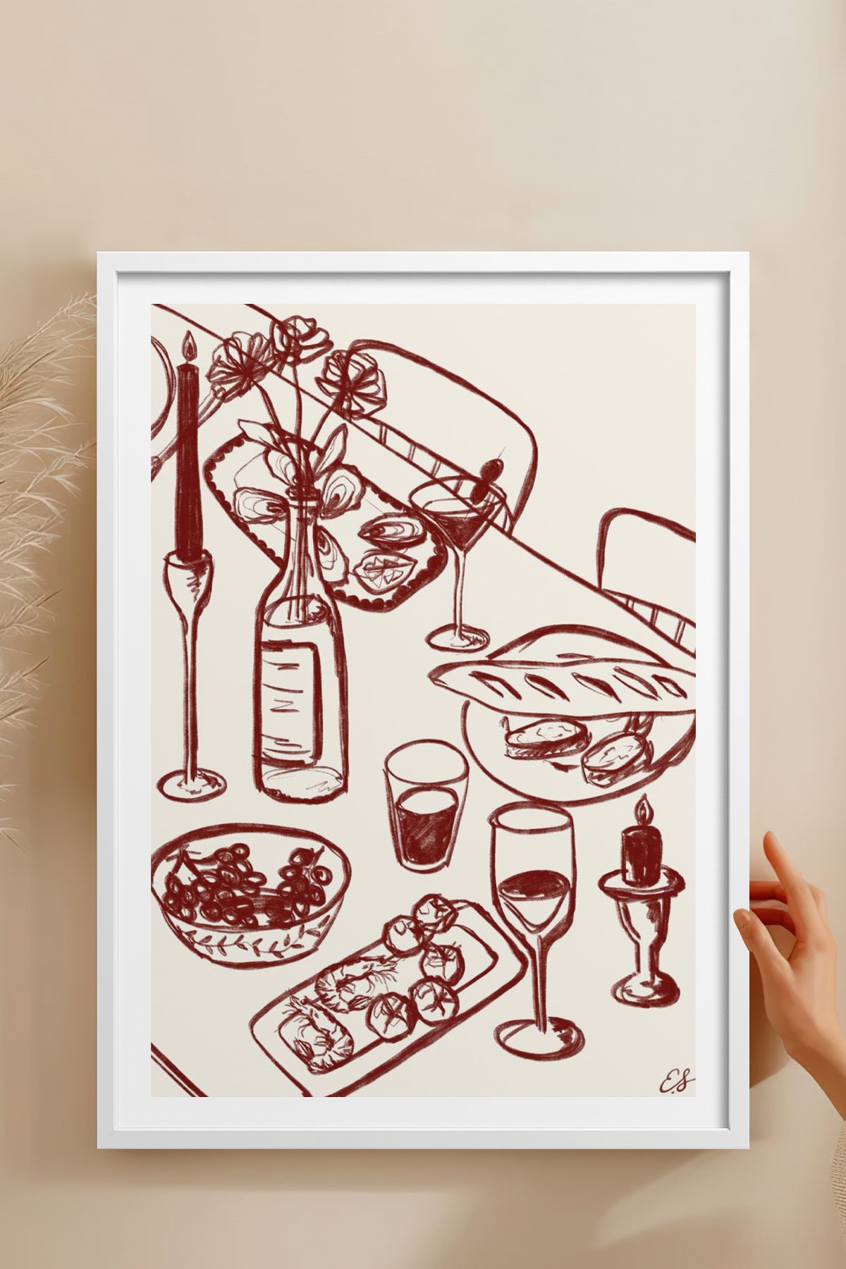 HOMEPACK Ahşap Çerçeveli Tablo Çerçeveli Poster Sanatsal Modern Duvar Dekoru TK-844